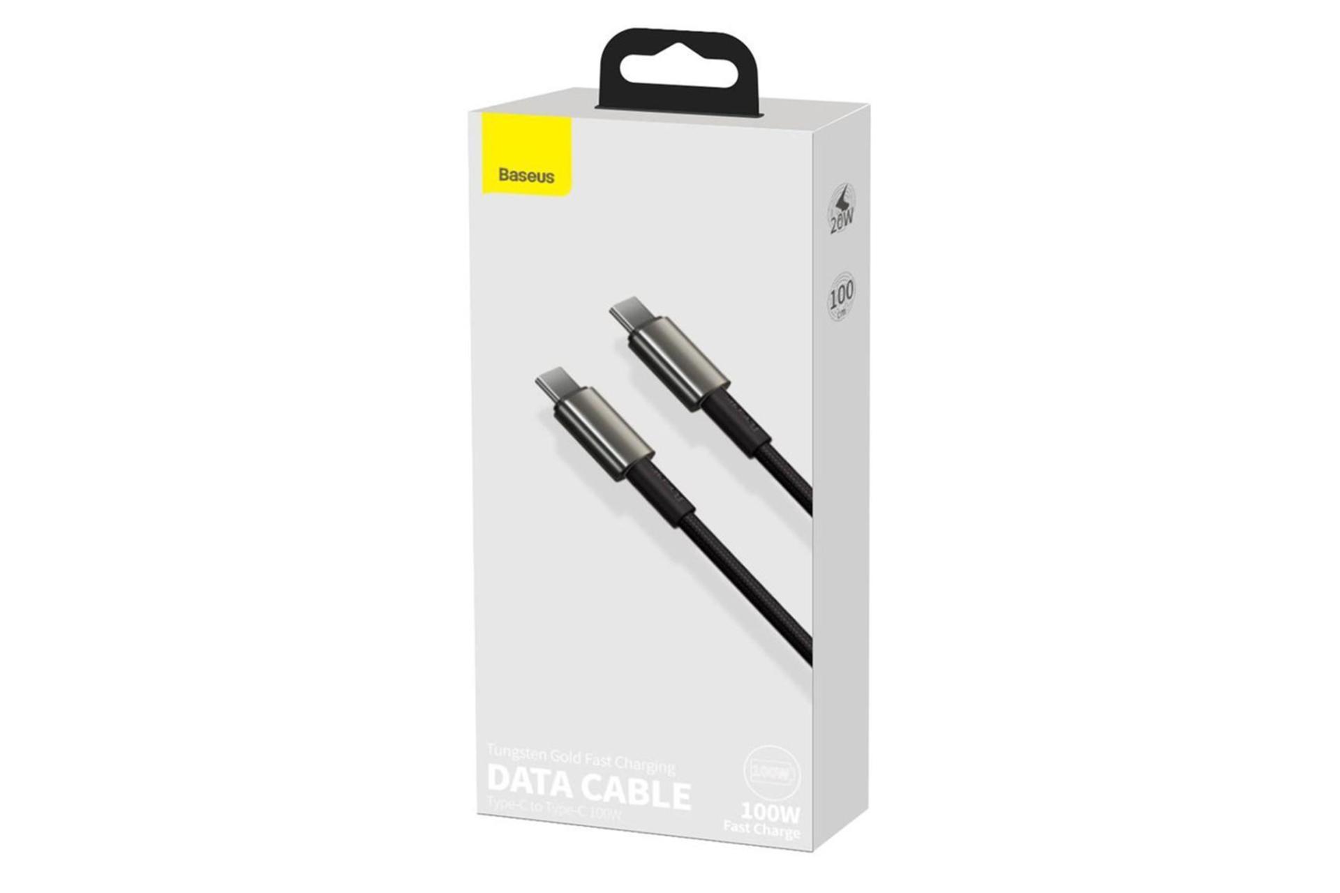 جعبه کابل شارژ USB باسئوس Type-C به Type-C مدل Tungsten Gold 100w با طول 2 متر