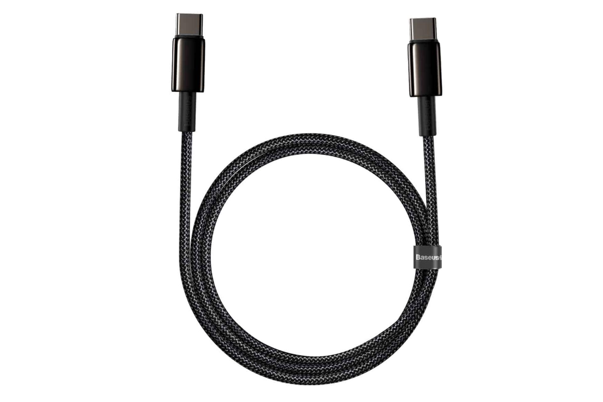 طول کابل شارژ USB باسئوس Type-C به Type-C مدل Tungsten Gold 100w با طول 2 متر