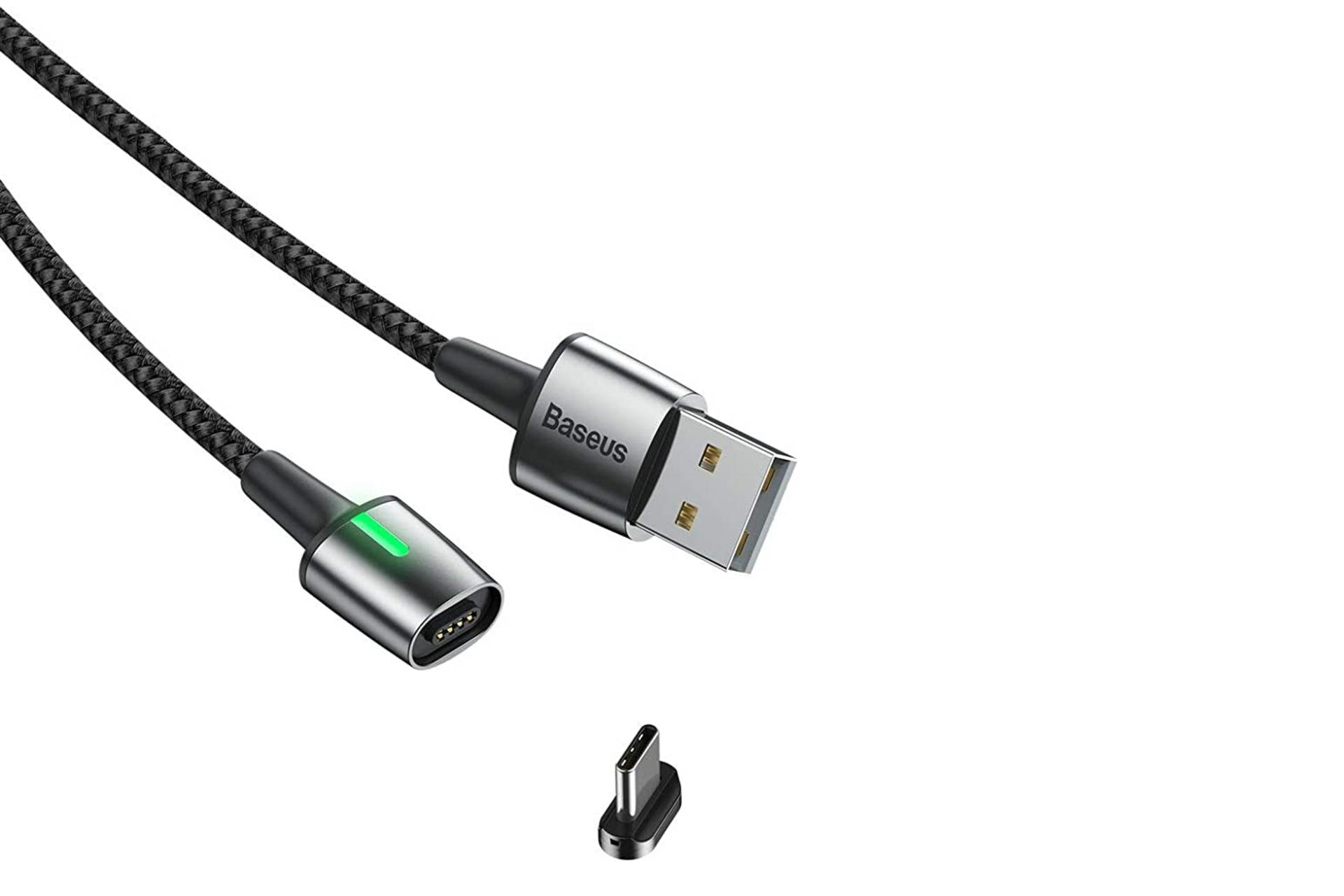 کانکتور کابل شارژ USB باسئوس USB به Type-C مدل Zinc Magnetic با طول 2 متر