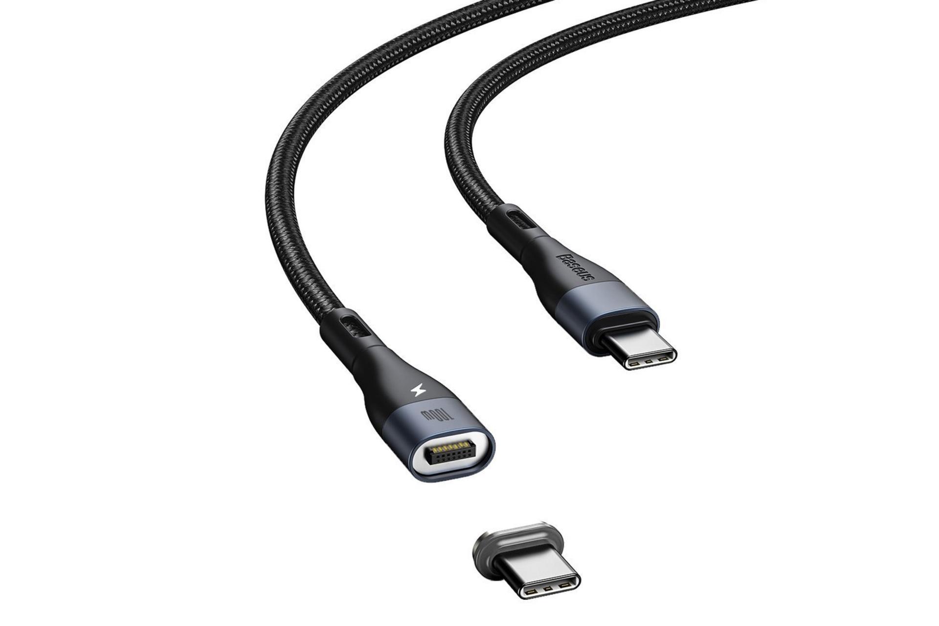 کانکتور کابل شارژ USB باسئوس Type-C به Type-C مدل Zinc Magnetic 100w با طول 1.5 متر