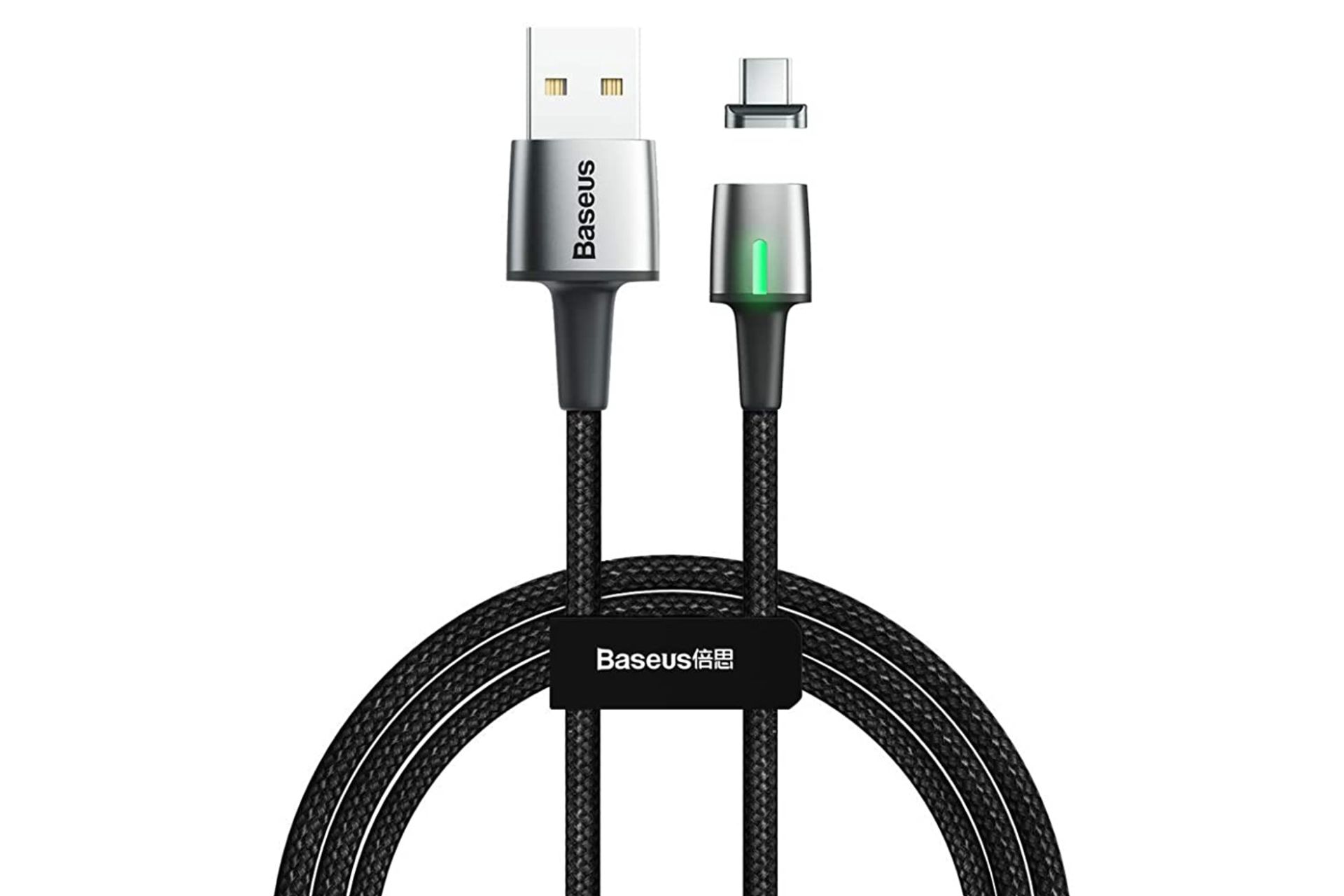 کابل شارژ USB باسئوس USB به Type-C مدل Zinc Magnetic با طول 2 متر مشکی