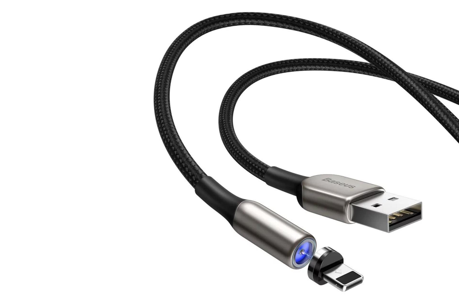 کانکتور کابل شارژ USB باسئوس USB به Lightning مدل Zinc Magnetic 2A با طول 1 متر