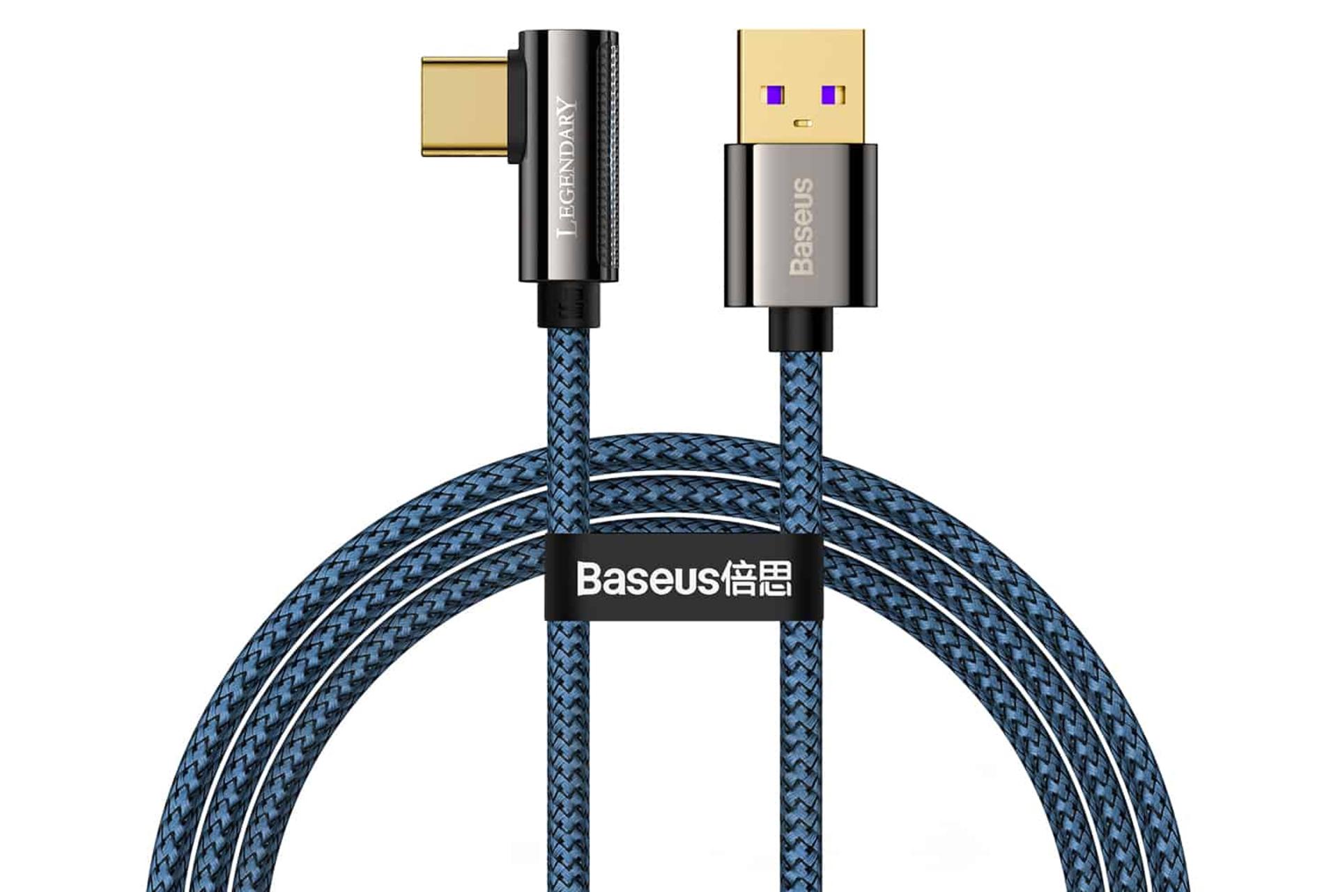 کابل شارژ USB باسئوس USB به Type-C مدل Legend 66w با طول 2 متر آبی