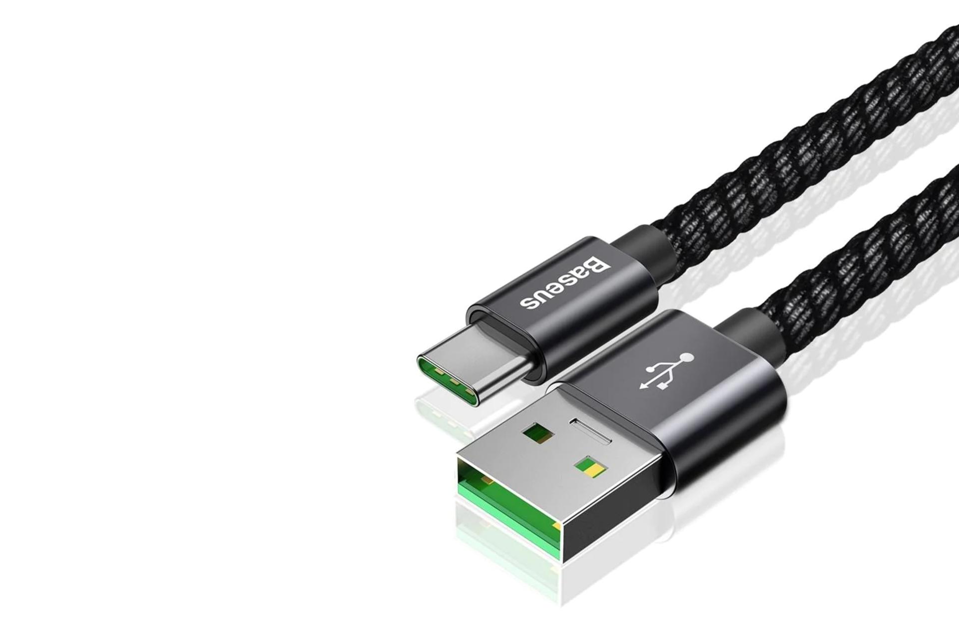 کانکتور کابل شارژ USB باسئوس USB به Type-C مدل Double با طول 1 متر