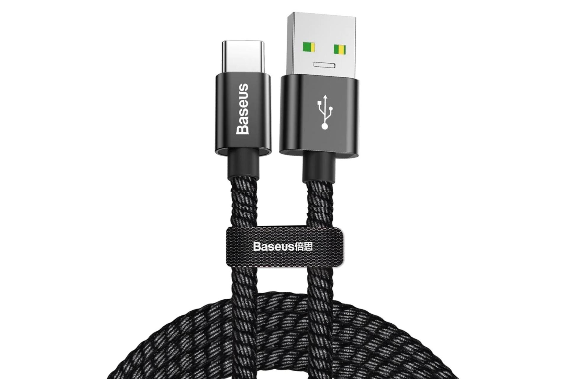 کابل شارژ USB باسئوس USB به Type-C مدل Double با طول 1 متر مشکی
