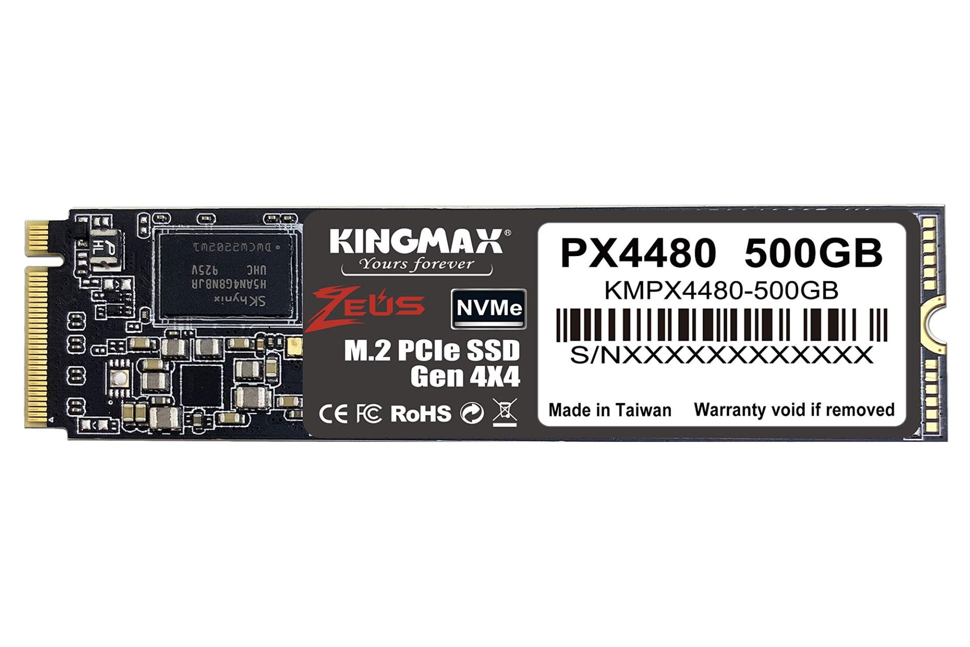 ابعاد SSD کینگ مکس PX4480 NVMe M.2 ظرفیت 500 گیگابایت