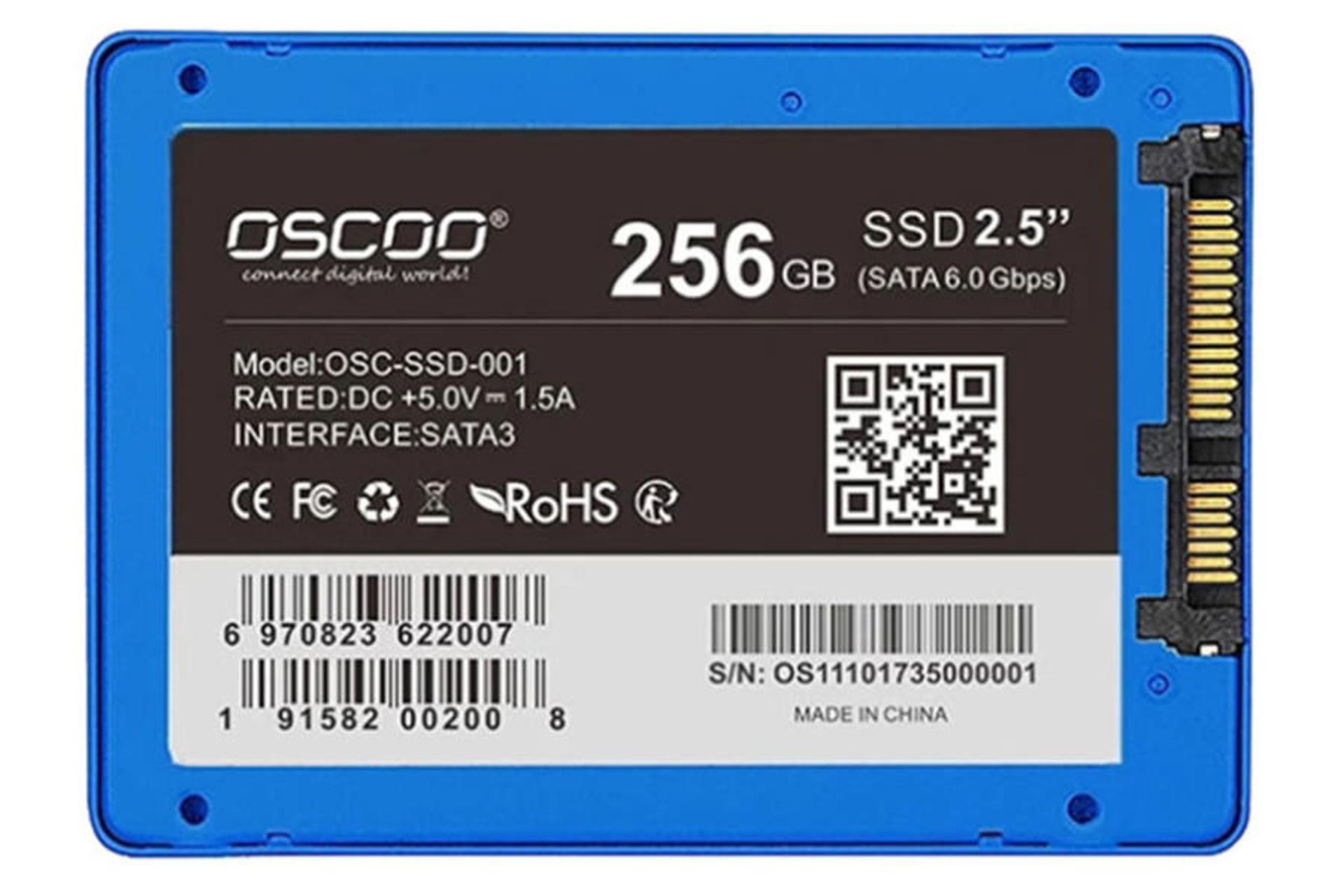 نمای پشت SSD اسکو BLUE OSC-SSD-001 ظرفیت 256 گیگابایت