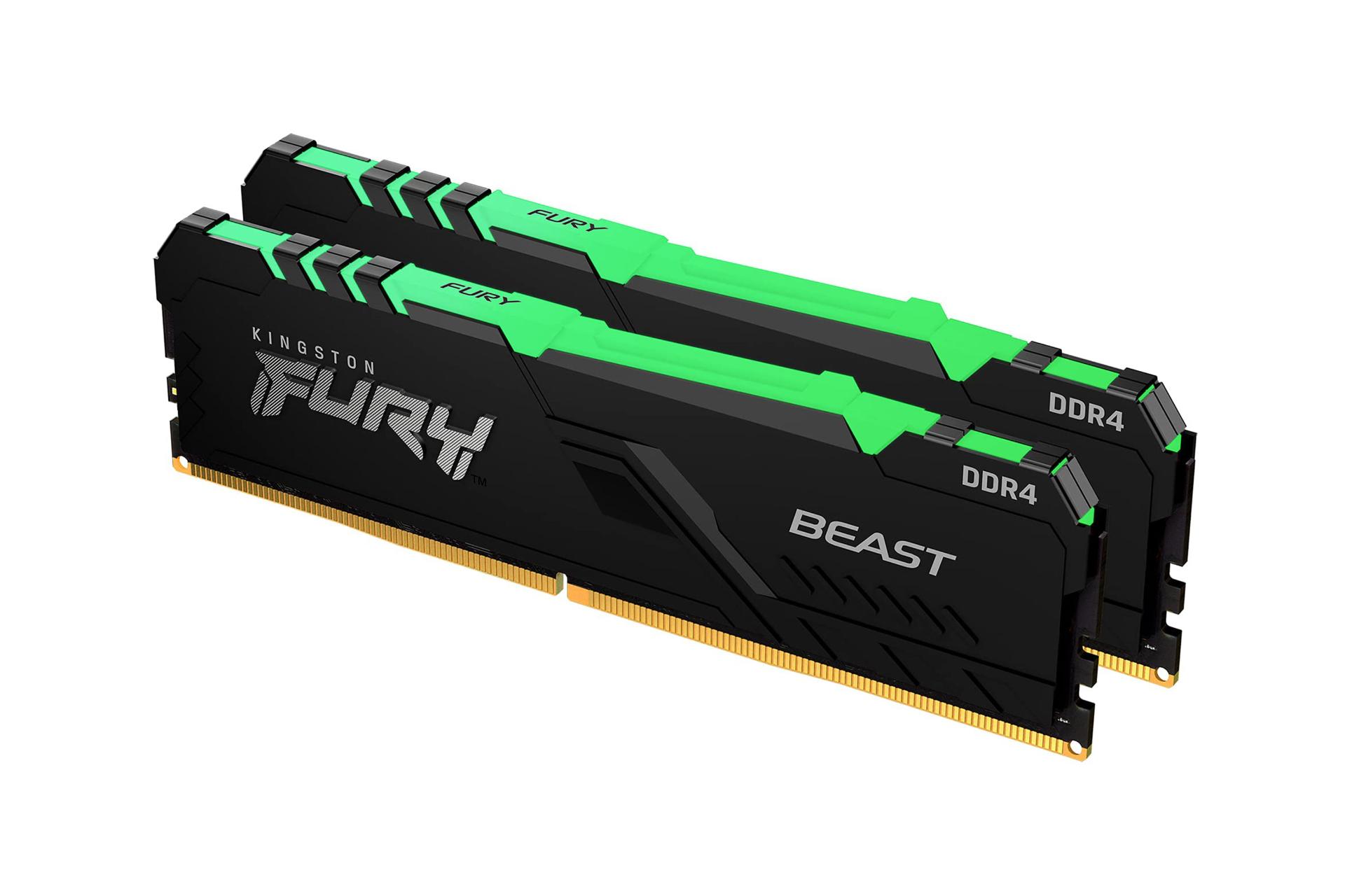 رم هایپر ایکس Fury Beast RGB ظرفیت 32 گیگابایت (2x16) از نوع DDR4-3200 نمای جانبی