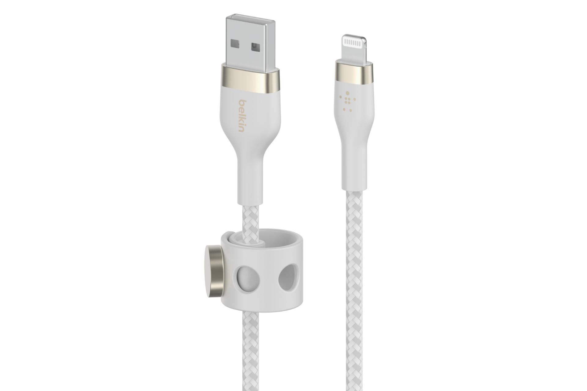 کابل شارژ USB بلکین USB به Lightning مدل BoostCharge Pro Flex CAA010 با طول 1 متر سفید