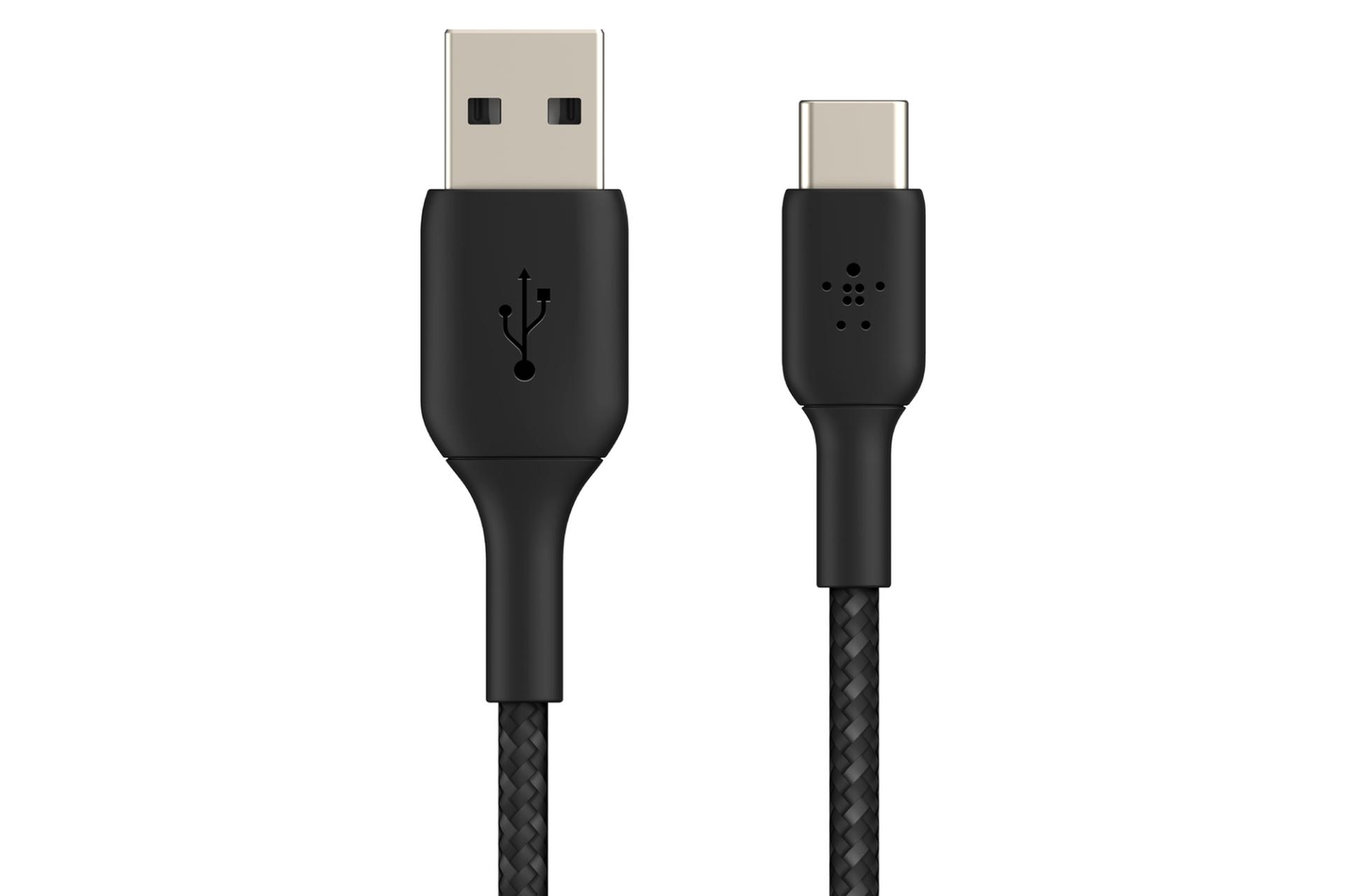 کابل شارژ USB بلکین USB به Type-C مدل BoostCharge Braided CAB002 با طول 2 متر مشکی