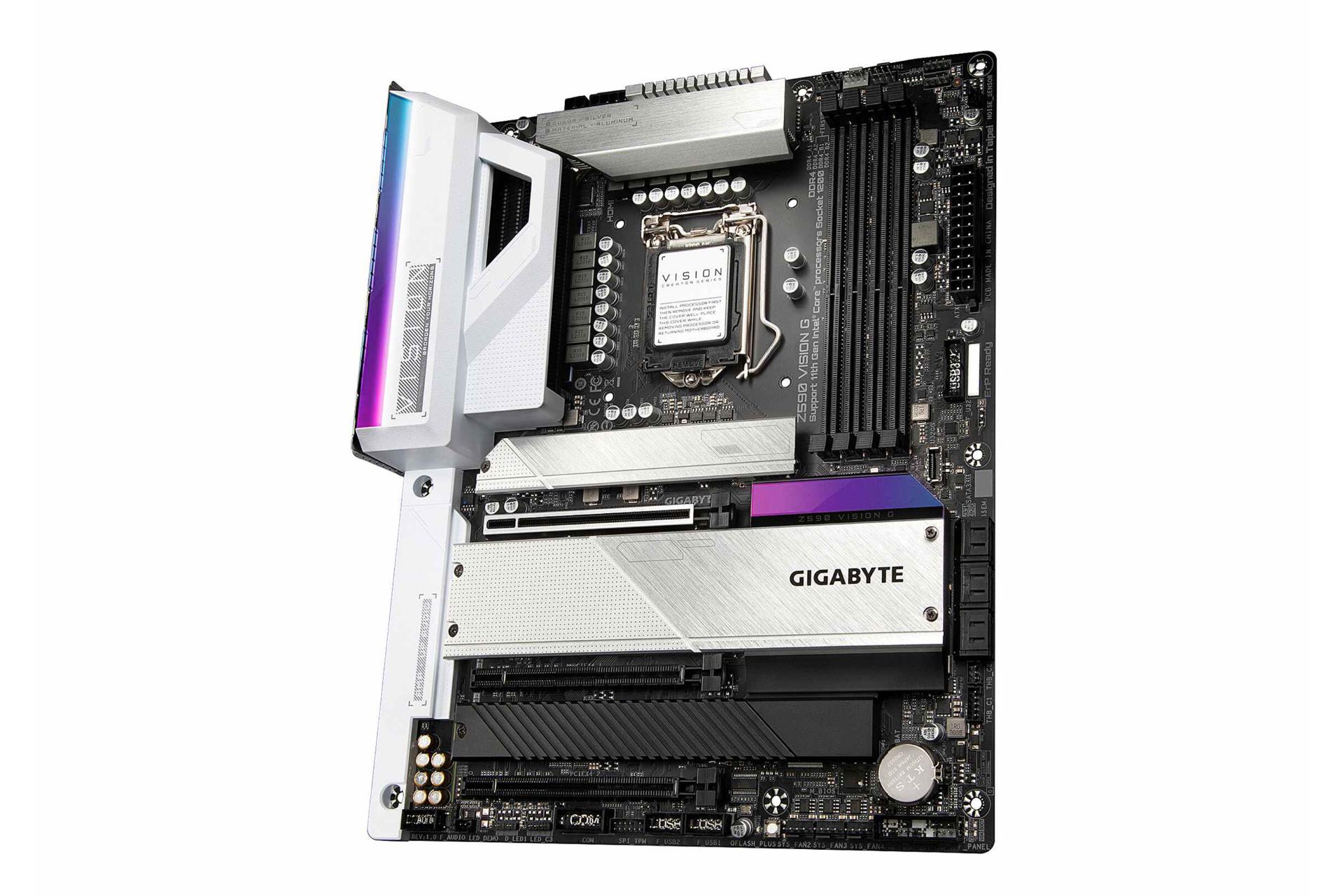 نمای کناری مادربرد گیگابایت GIGABYTE Z590 VISION G (rev. 1.0)