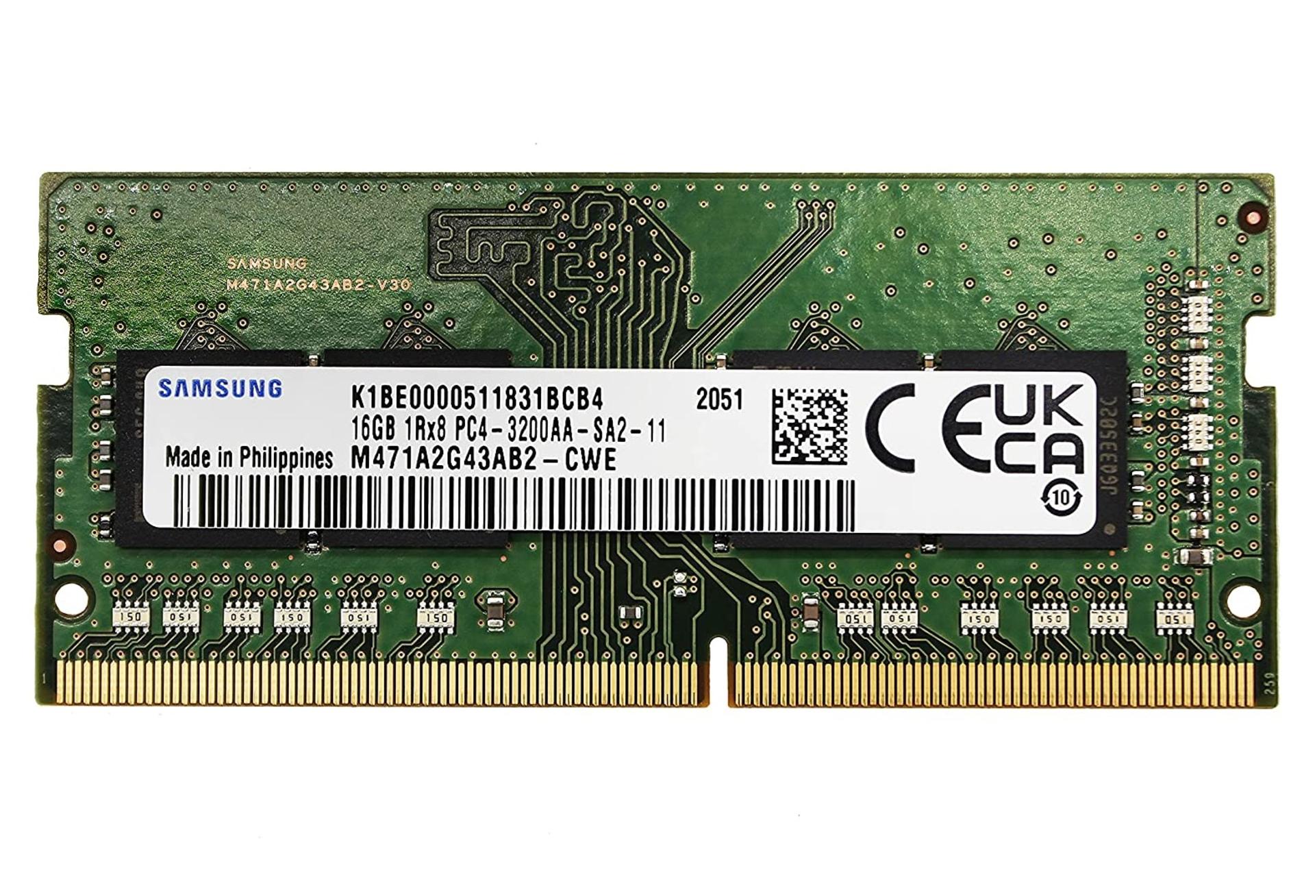 رم سامسونگ M471A2G43AB2-CWE ظرفیت 16 گیگابایت از نوع DDR4-3200