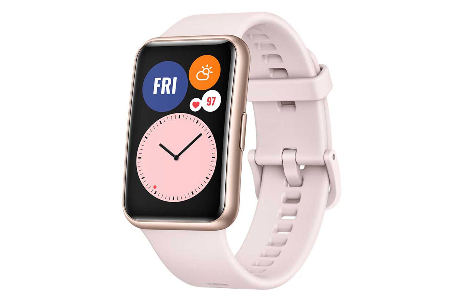 ساعت هوشمند Huawei Watch Fit در حال نمای ساعت - تاریخ - آب و هوا و ضربان قلب / هواوی واچ فیت