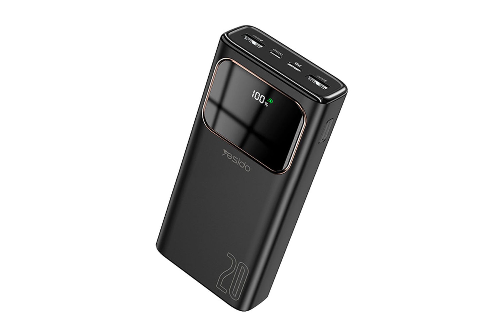 نمای روبرو پاوربانک یسیدو YP30 با ظرفیت 20000 میلی‌آمپر ساعت