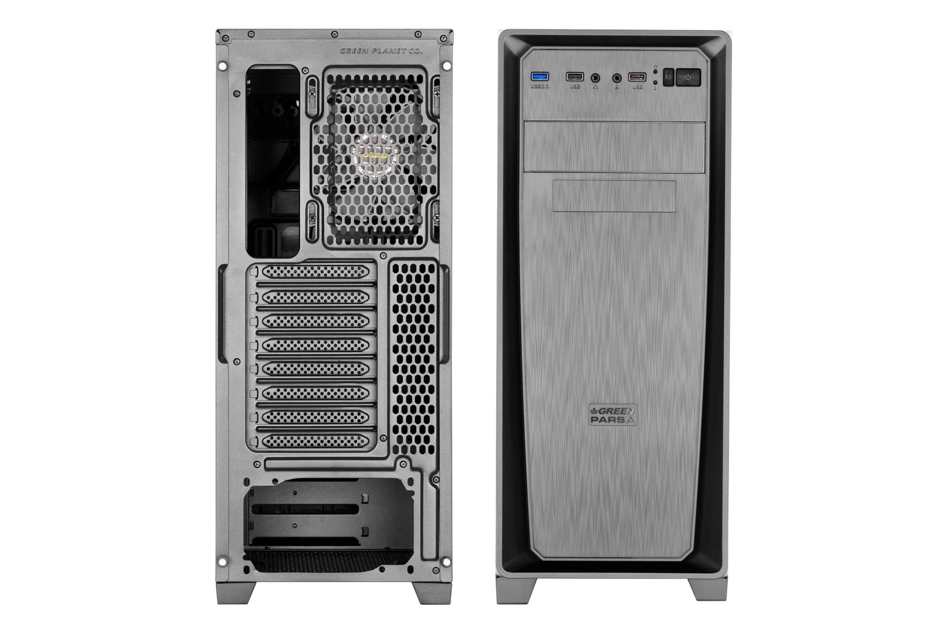 نمای جلو و پشت کیس کامپیوتر گرین GREEN PARSA