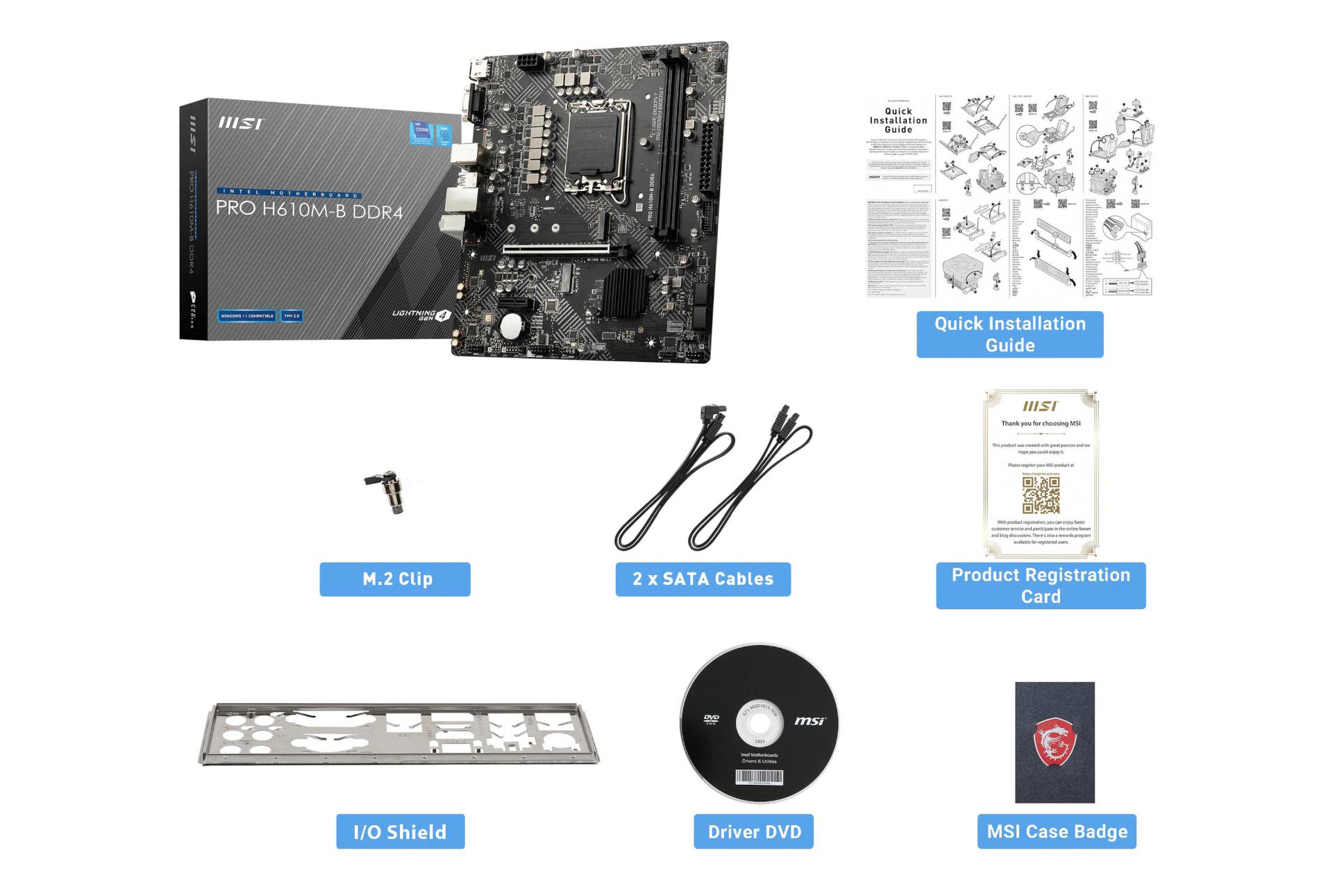 اقلام همراه مادربرد ام اس آی MSI PRO H610M-B DDR4
