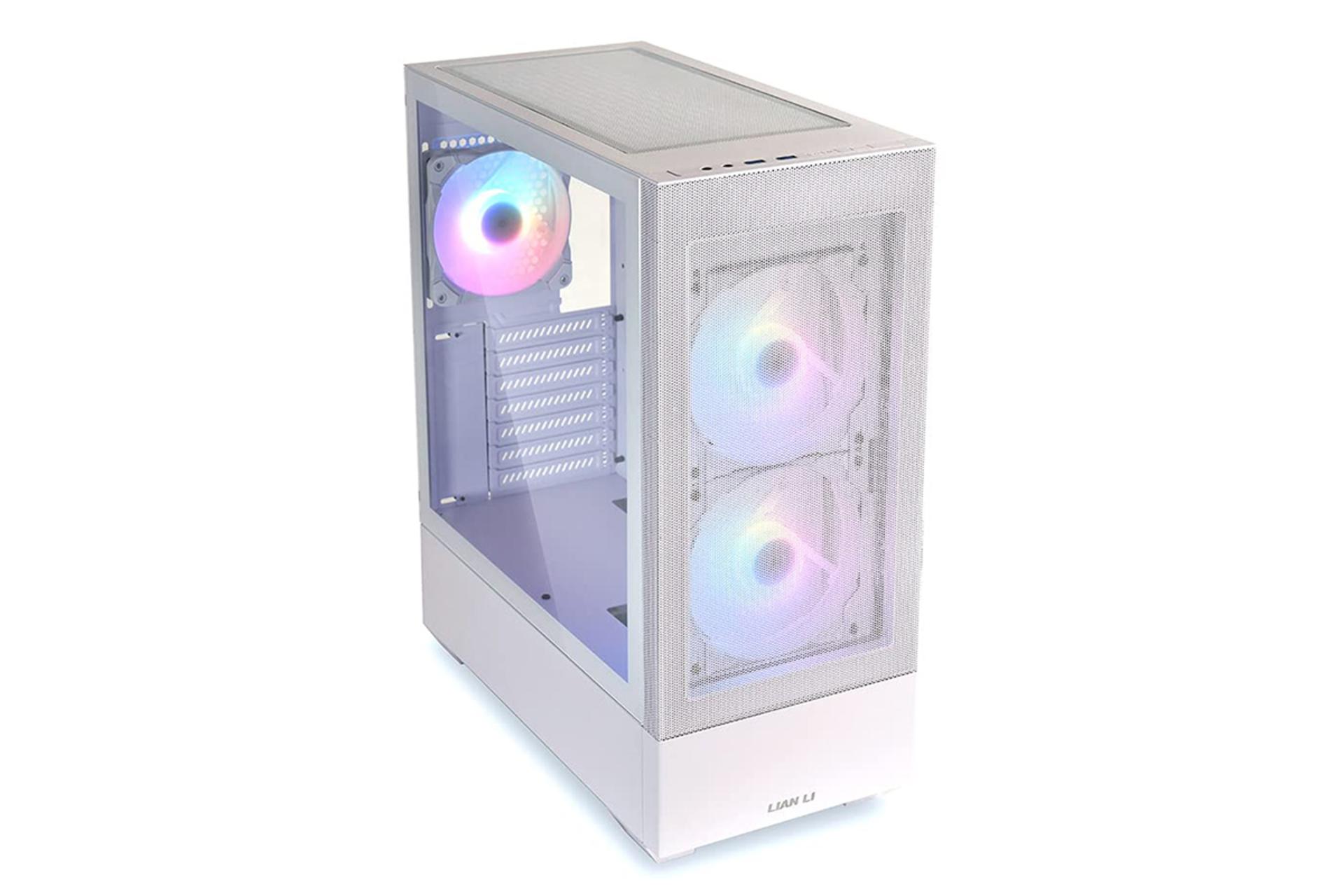 نمای نیم رخ جلو، بالا و سمت چپ کیس کامپیوتر لیان لی LANCOOL 205 MESH