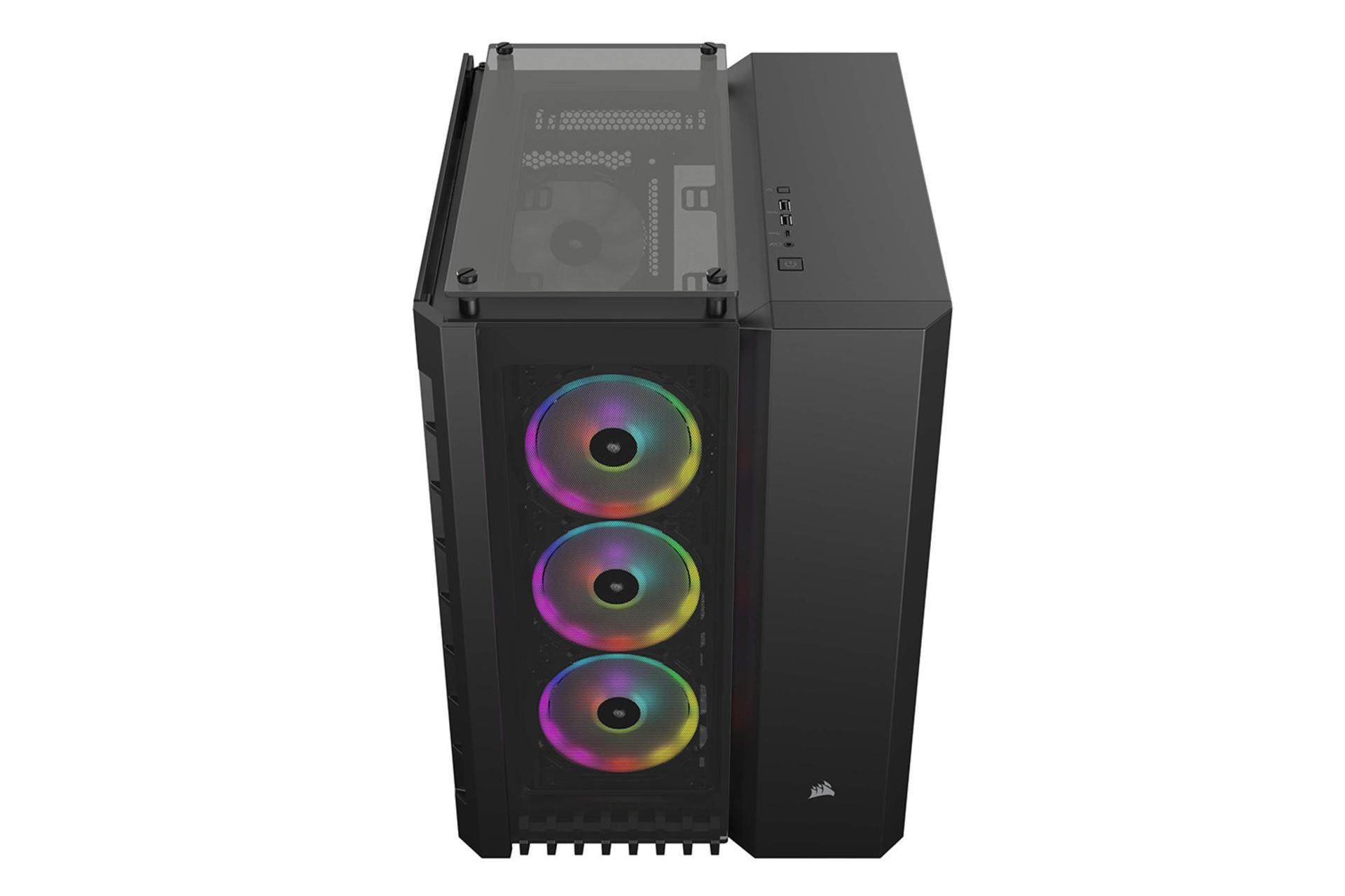نمای بالا و جلوی کیس کامپیوتر کورسیر Crystal Series 680X RGB ATX