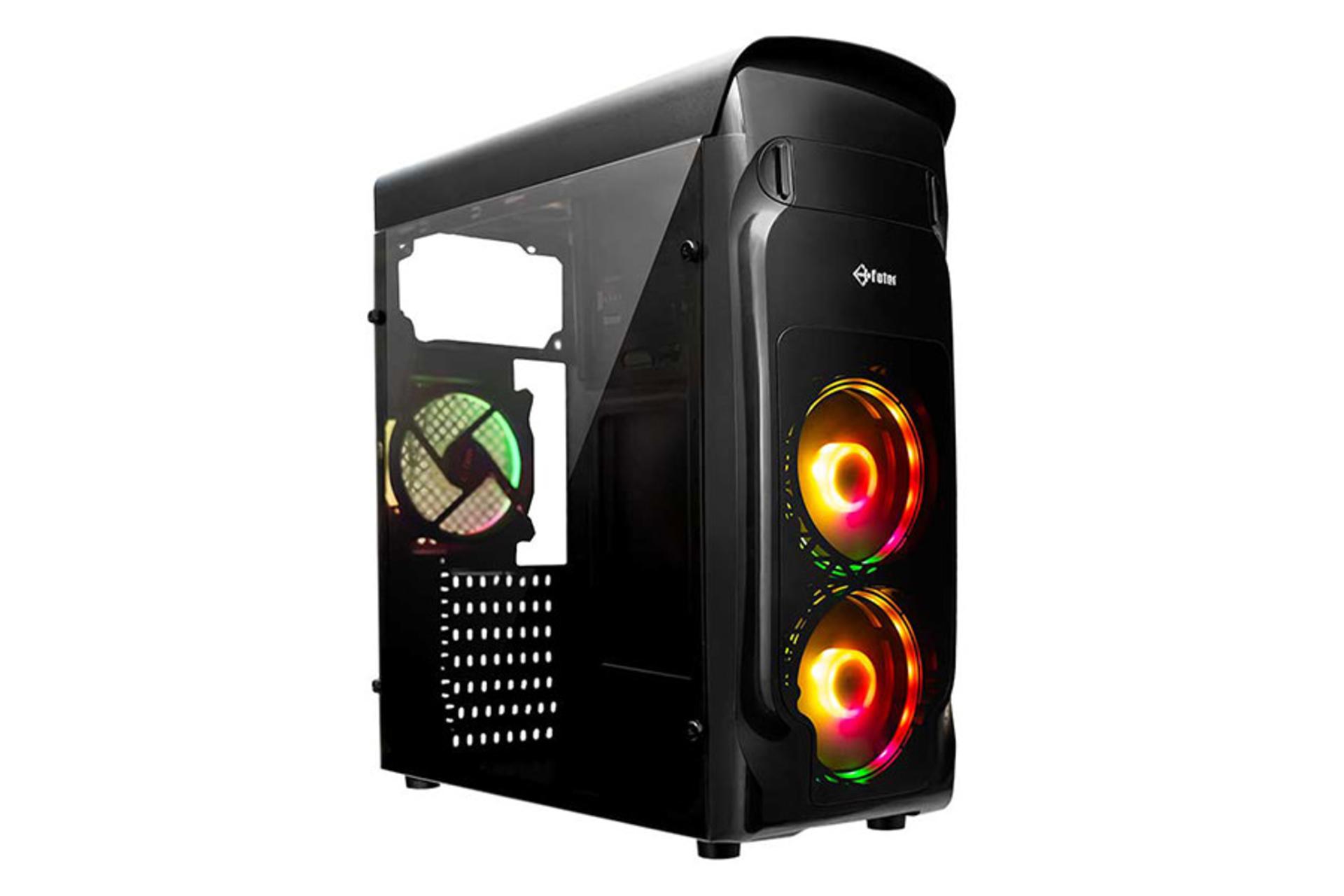 نمای نیم رخ جلو و پنل شیشه‌ای سمت چپ کیس کامپیوتر فاطر مدل FG-510H