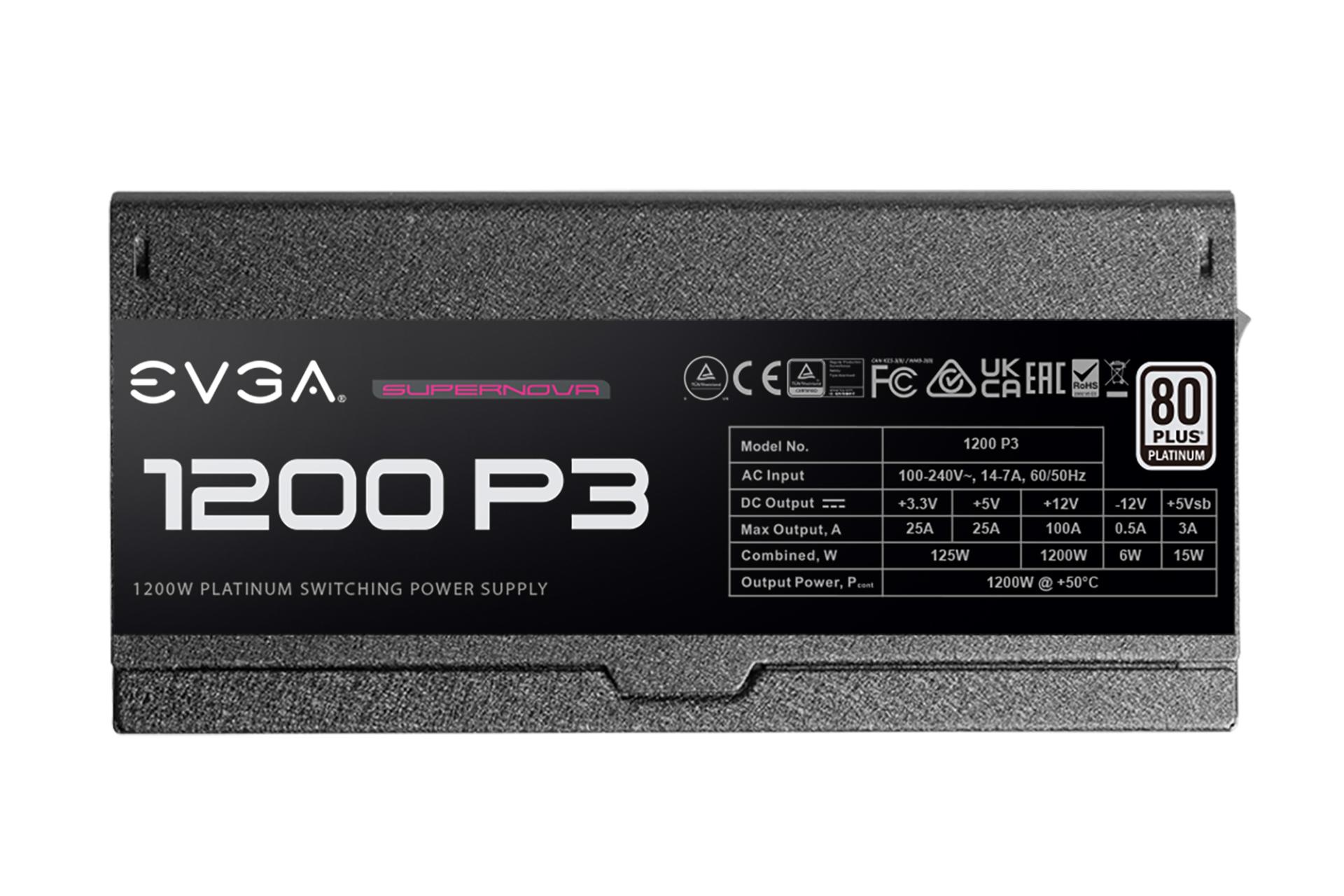 پاور کامپیوتر ای وی جی ای EVGA SuperNOVA 1200 P3 با توان 1200 وات نمای کنار
