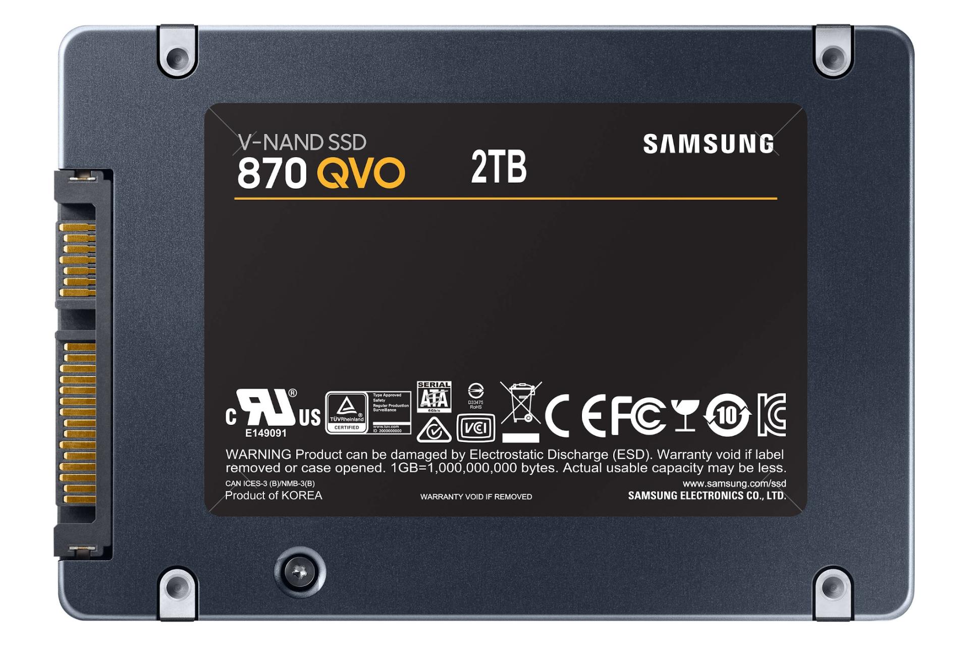 پشت پشت SSD سامسونگ Samsung 870 QVO SATA 2.5 Inch 2TB ظرفیت 2 ترابایت