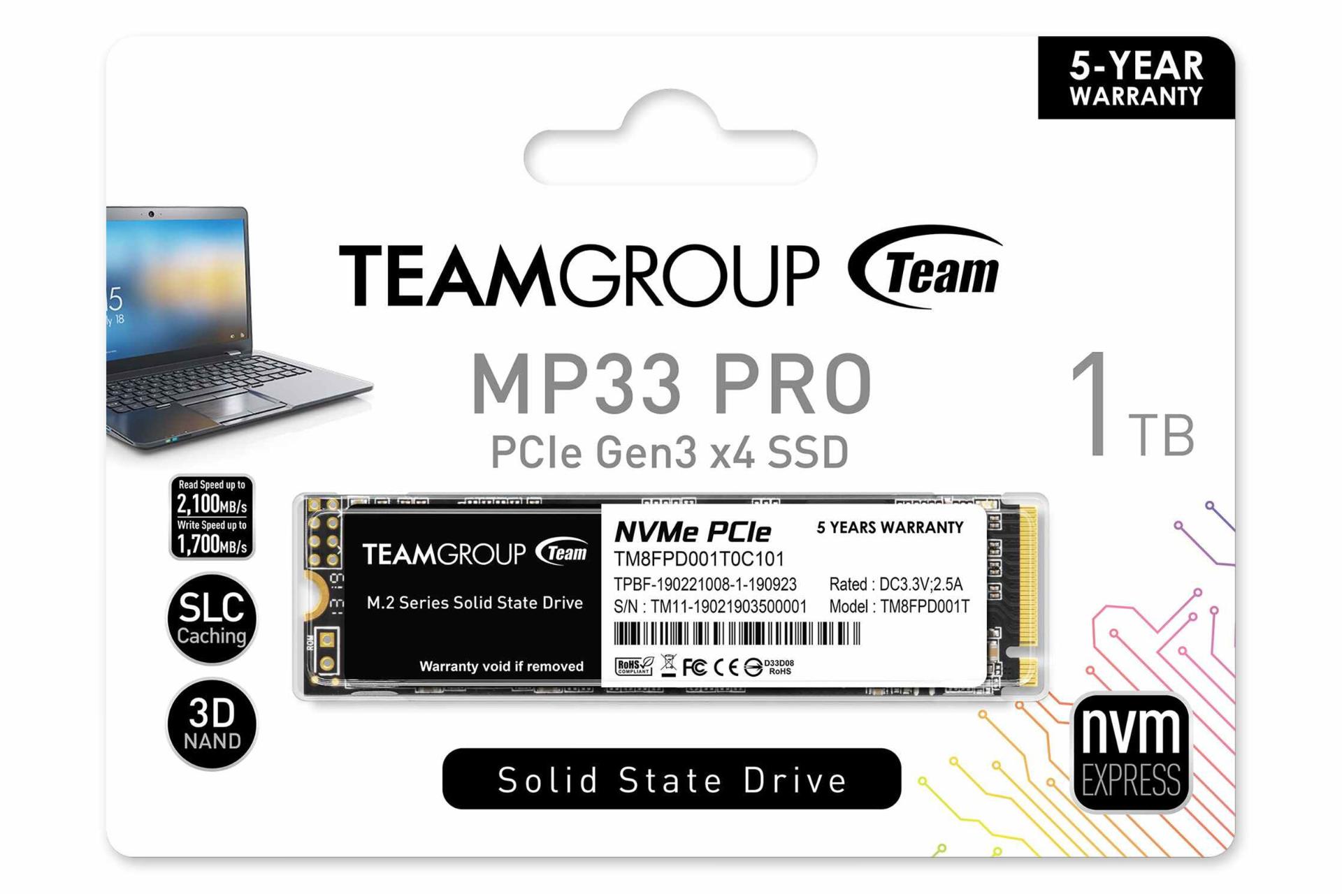 جعبه SSD تیم گروپ MP33 PRO NVMe M.2 ظرفیت 1 ترابایت