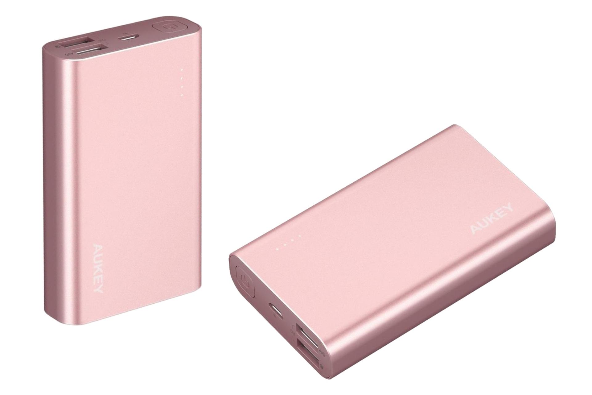 درگاه پاور بانک آکی PB-AT10 با ظرفیت 10000 میلی‌آمپر ساعت Aukey PB-AT10 10000mAh صورتی