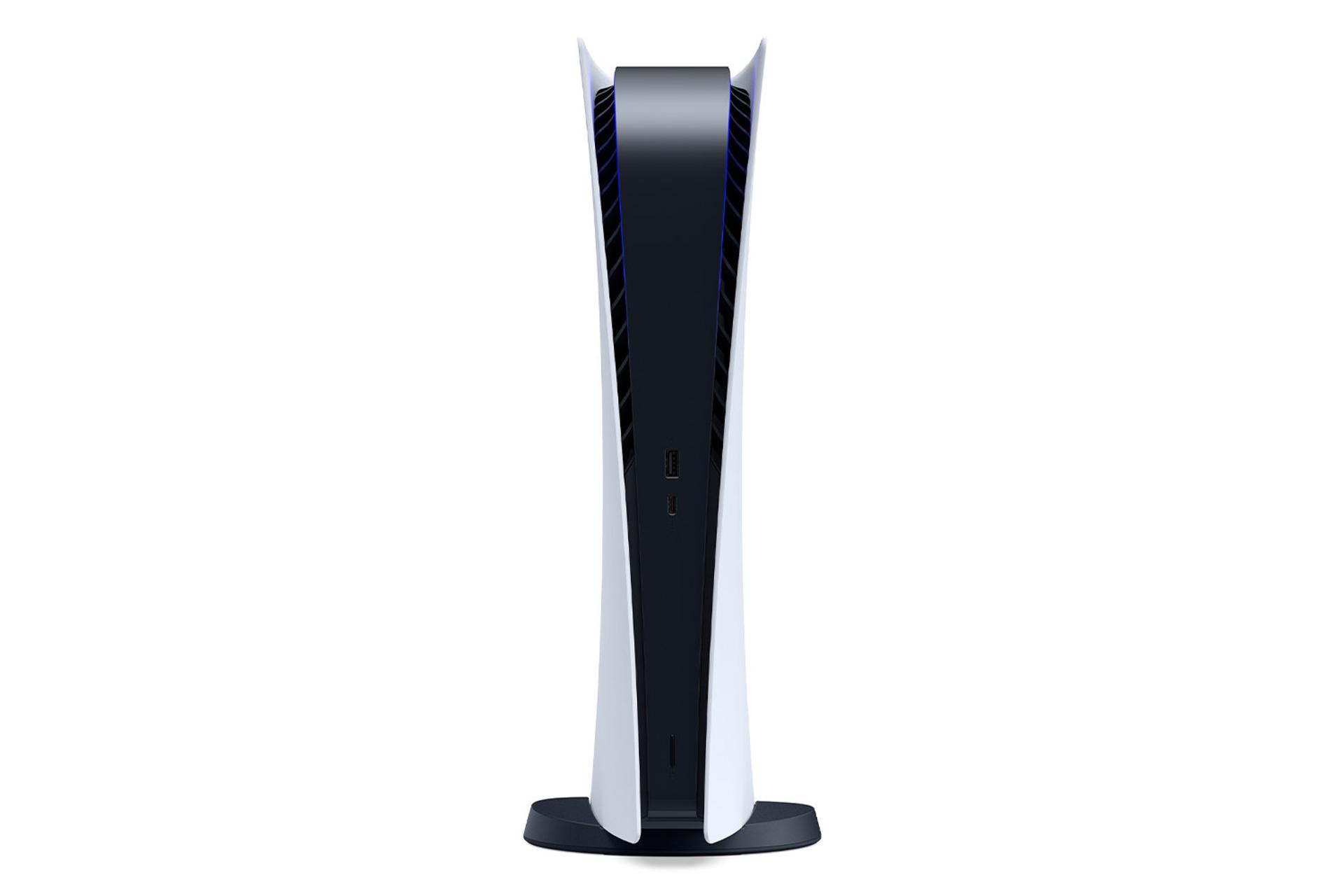 مرجع متخصصين ايران كنسول Sony PlayStation 5 Digital Edition 1TB حالت ايستاده نماي جلو / پلي استيشن 5 ديجيتال اديشن سو
