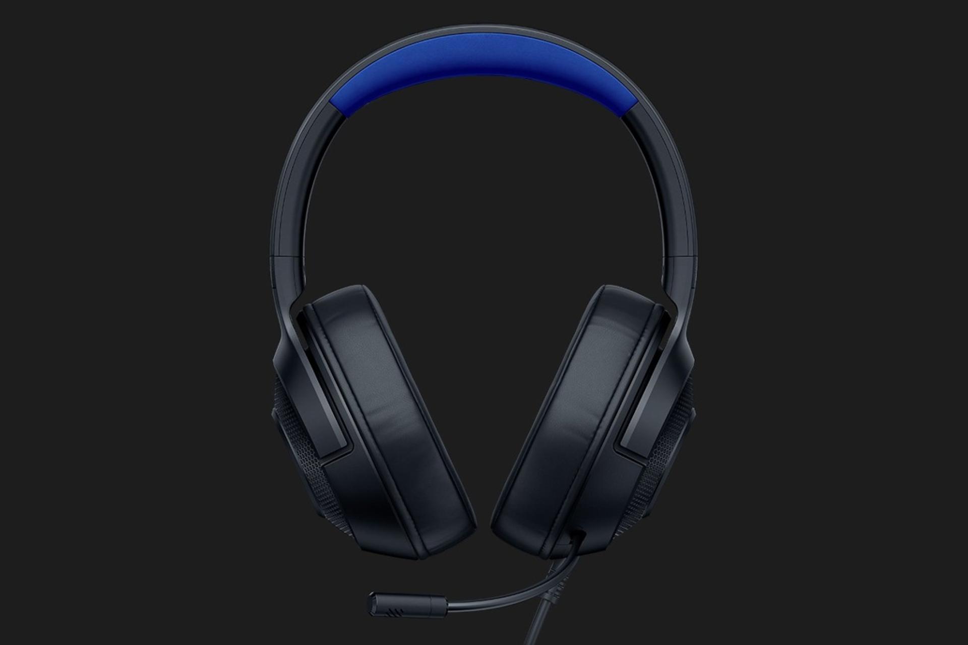 نمای روبرو هدست گیمینگ ریزر کراکن X نسخه کنسول Razer Kraken X for Console آبی