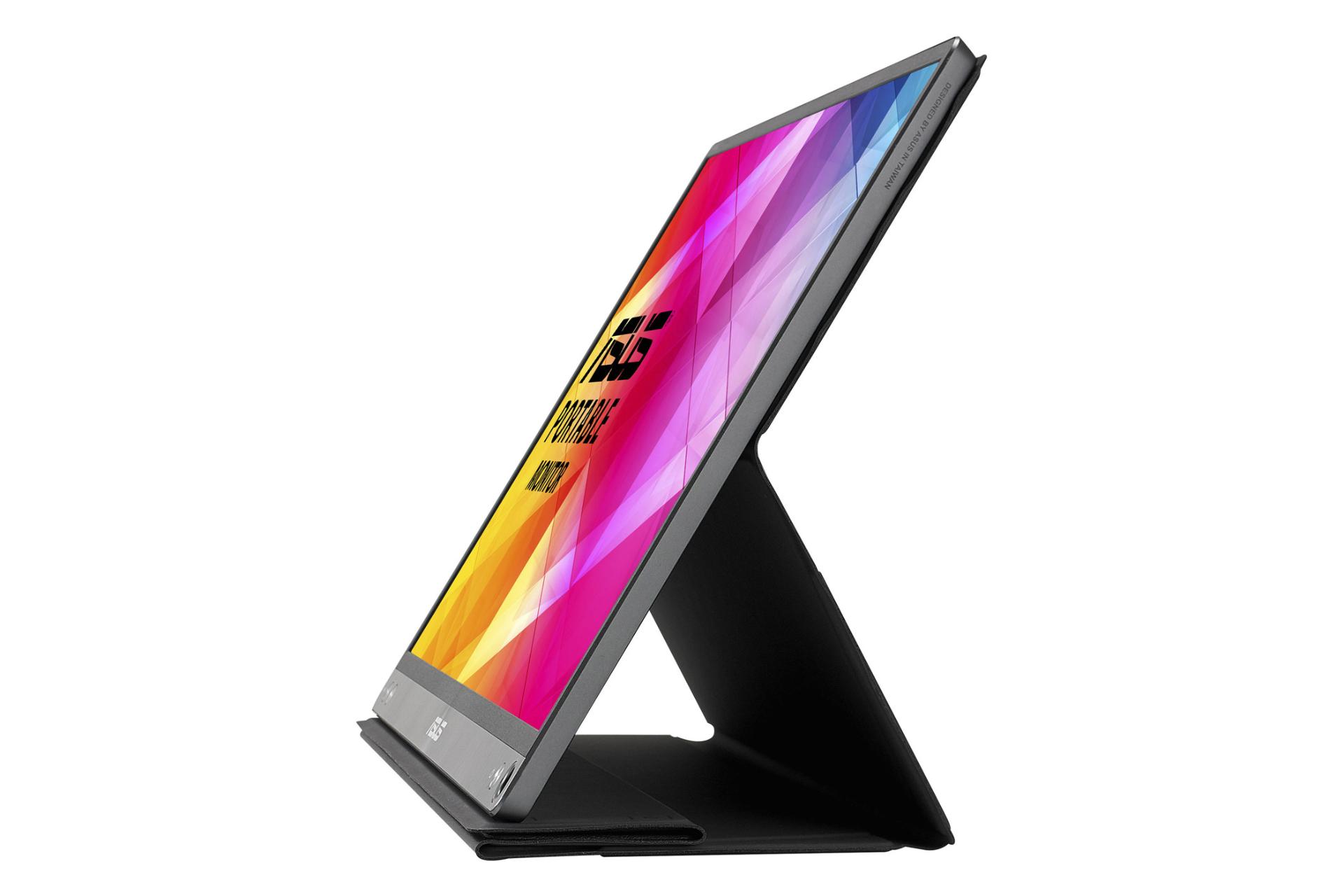 نمای کناری مانیتور ایسوس 16 اینچ مدل MB16AC رنگ طوسی