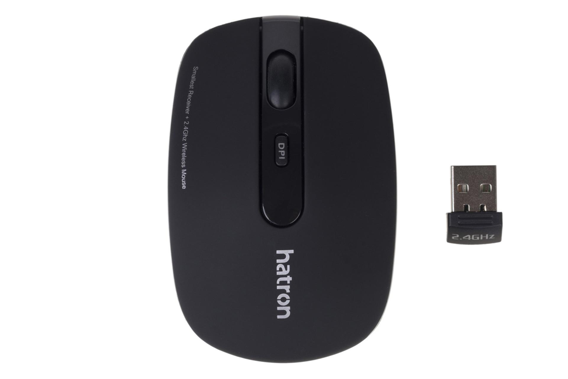 نمای روبرو ماوس هترون HMW112SL همراه دانگل