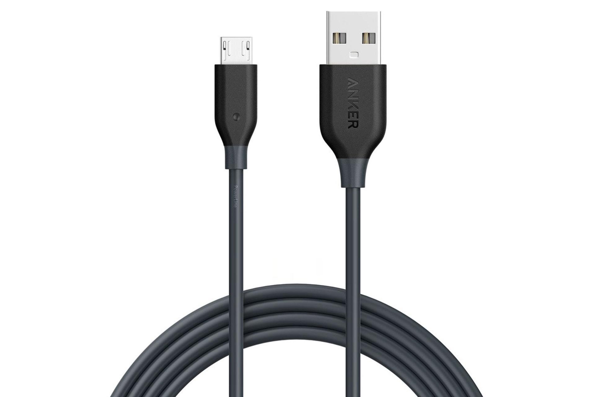 مرجع متخصصين ايران كابل شارژ USB انكر USB به Micro-USB مدل A8133 PowerLine با طول 1.8 متر مشكي