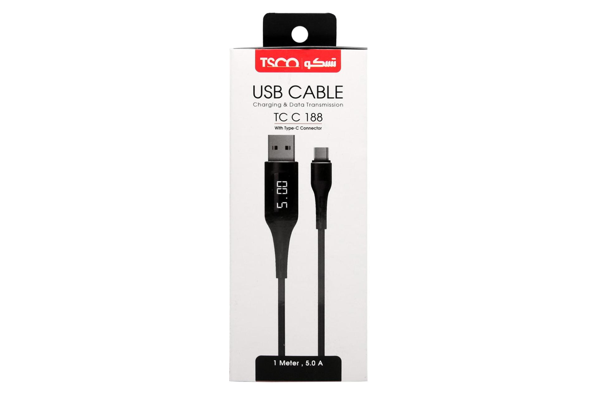 جعبه کابل شارژ USB تسکو USB به Type-C مدل TC C188 با طول 1 متر