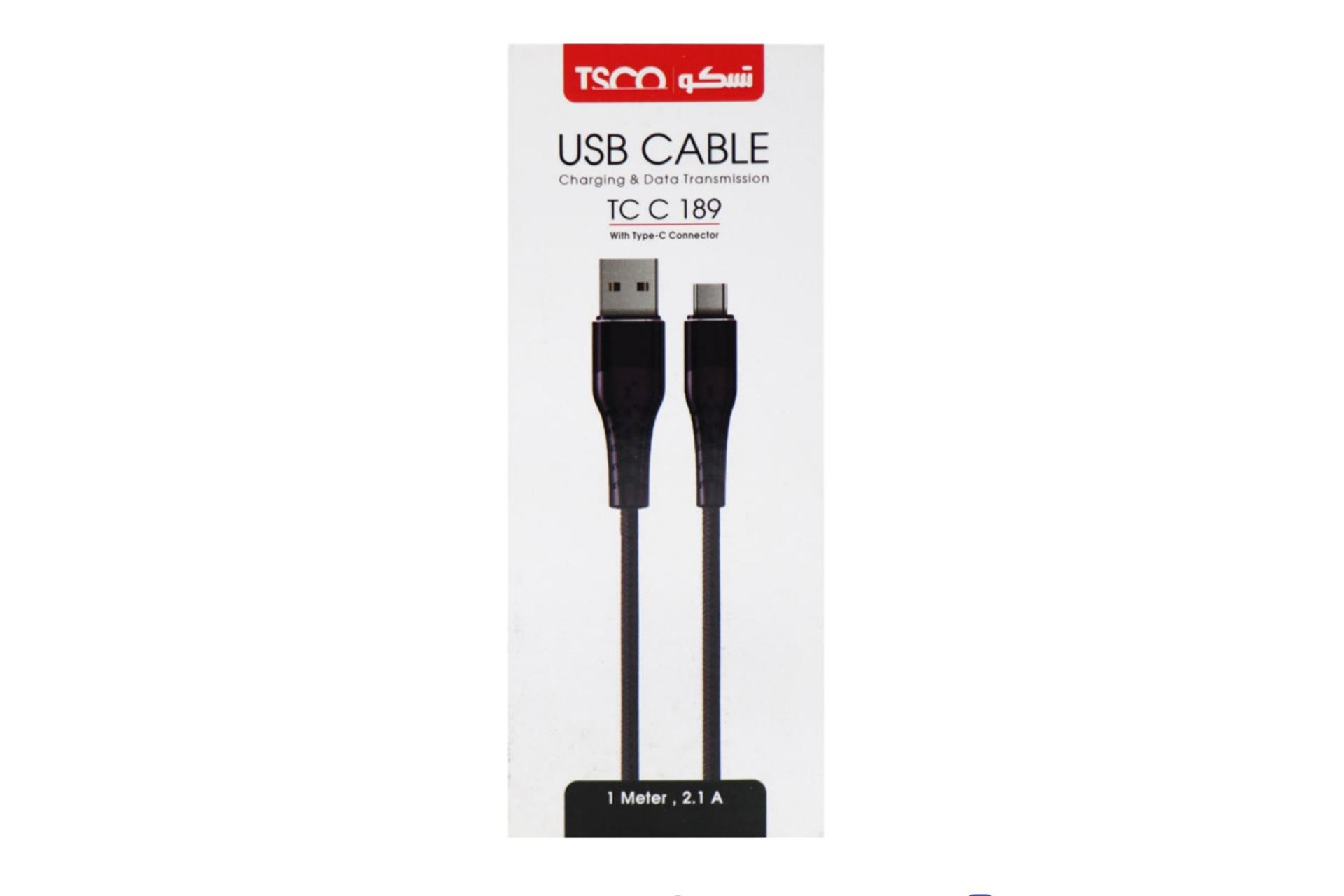 جعبه کابل شارژ USB تسکو USB به Type-C مدل TC C189 با طول 1 متر