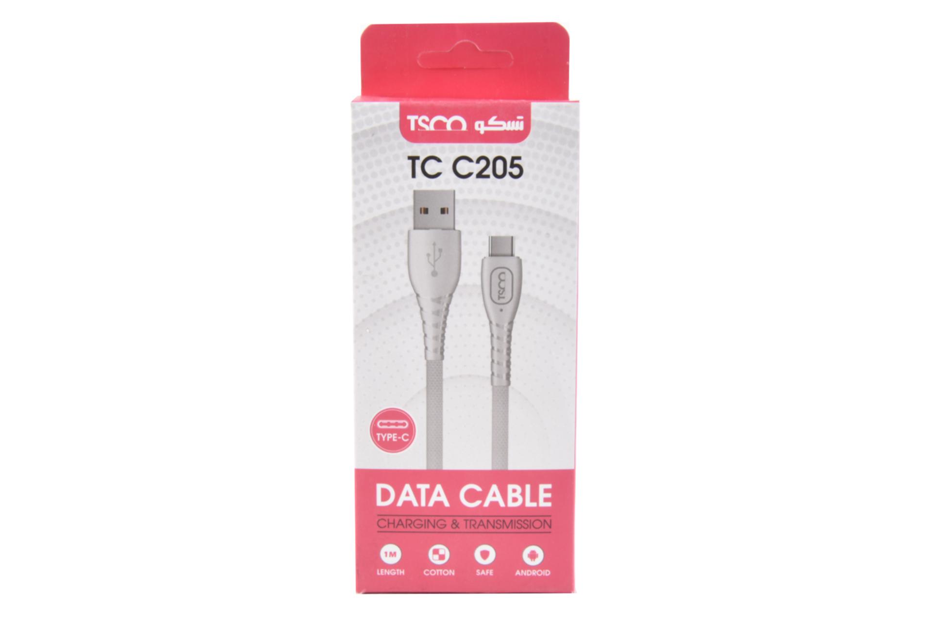 جعبه کابل شارژ USB تسکو USB به Type-C مدل TC C205 با طول 1 متر