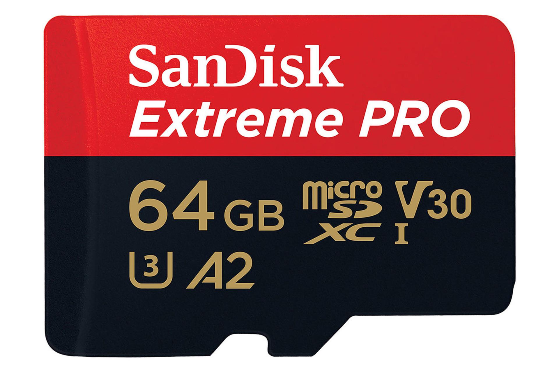 سن دیسک microSDXC با ظرفیت 64 گیگابایت مدل Extreme Pro A2