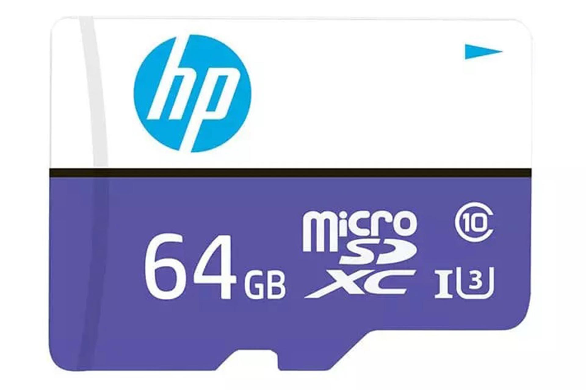 نمای روبرو کارت حافظه اچ پی microSDXC با ظرفیت 64 گیگابایت مدل MX330 کلاس 10