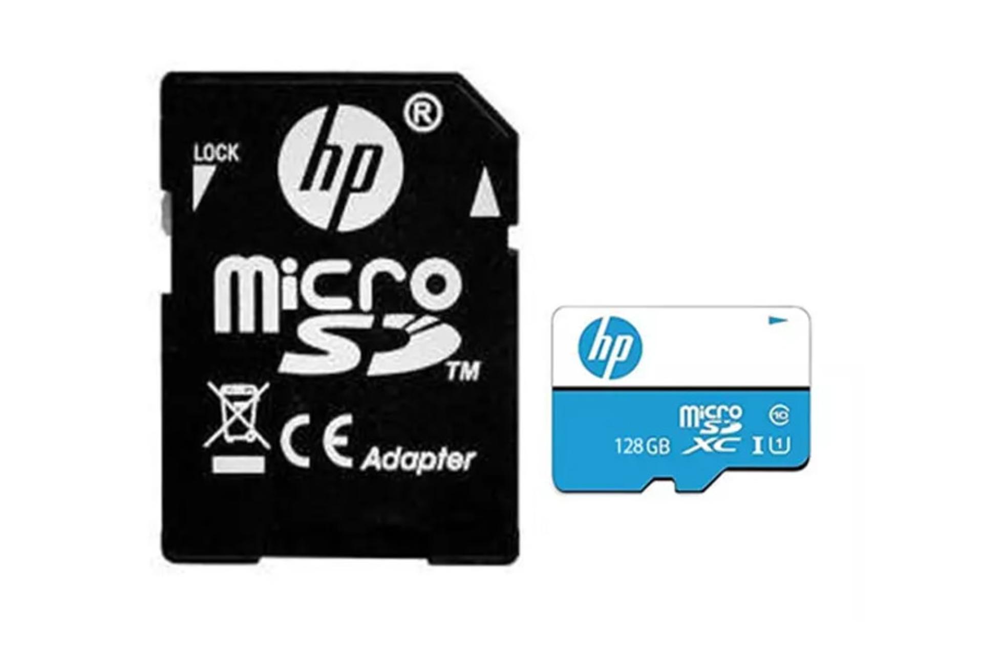 کارت حافظه اچ پی microSDXC با ظرفیت 128 گیگابایت مدل Mi310 کلاس 10 همراه آداپتور