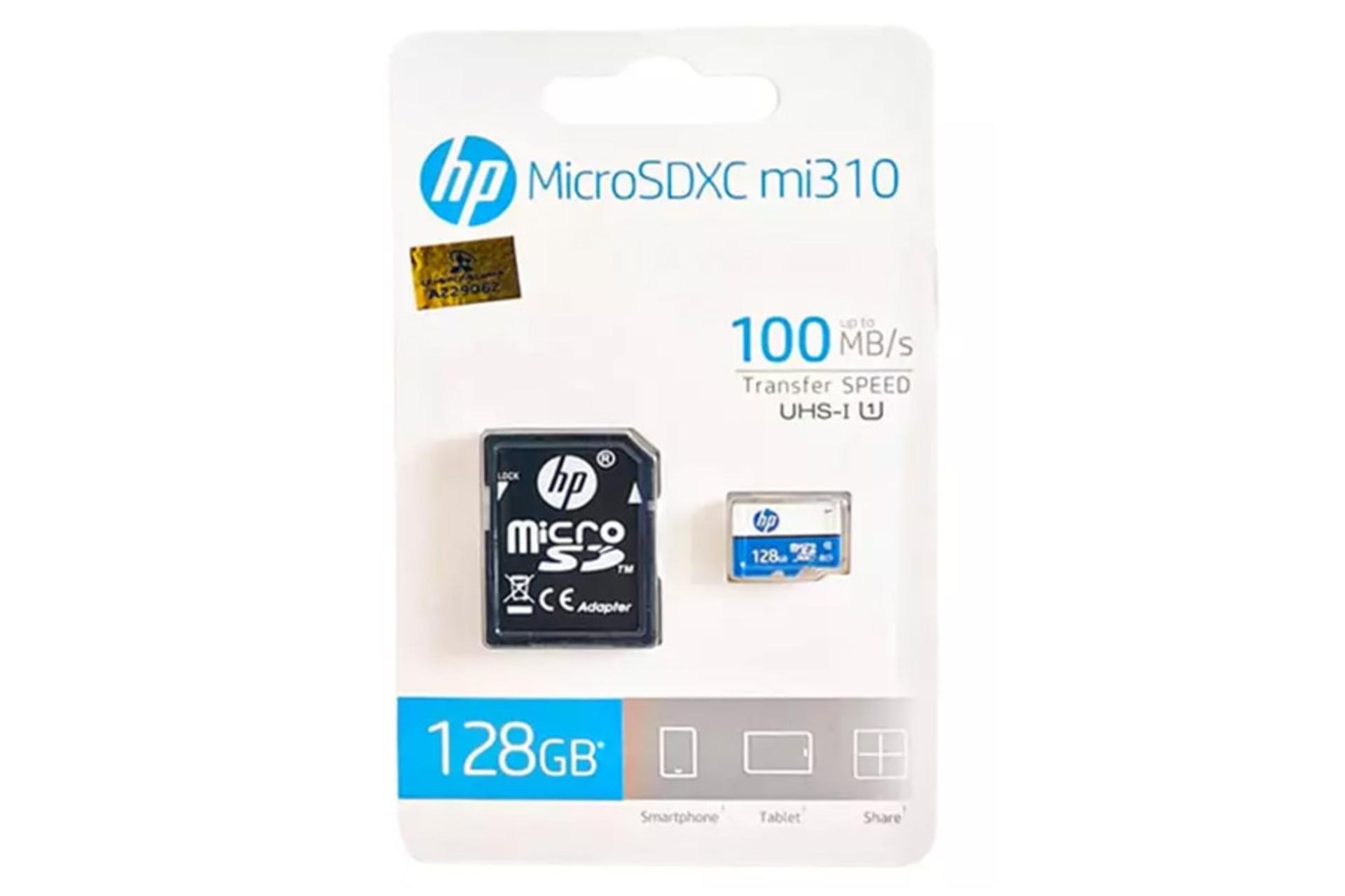 جعبه کارت حافظه اچ پی microSDXC با ظرفیت 128 گیگابایت مدل Mi310 کلاس 10