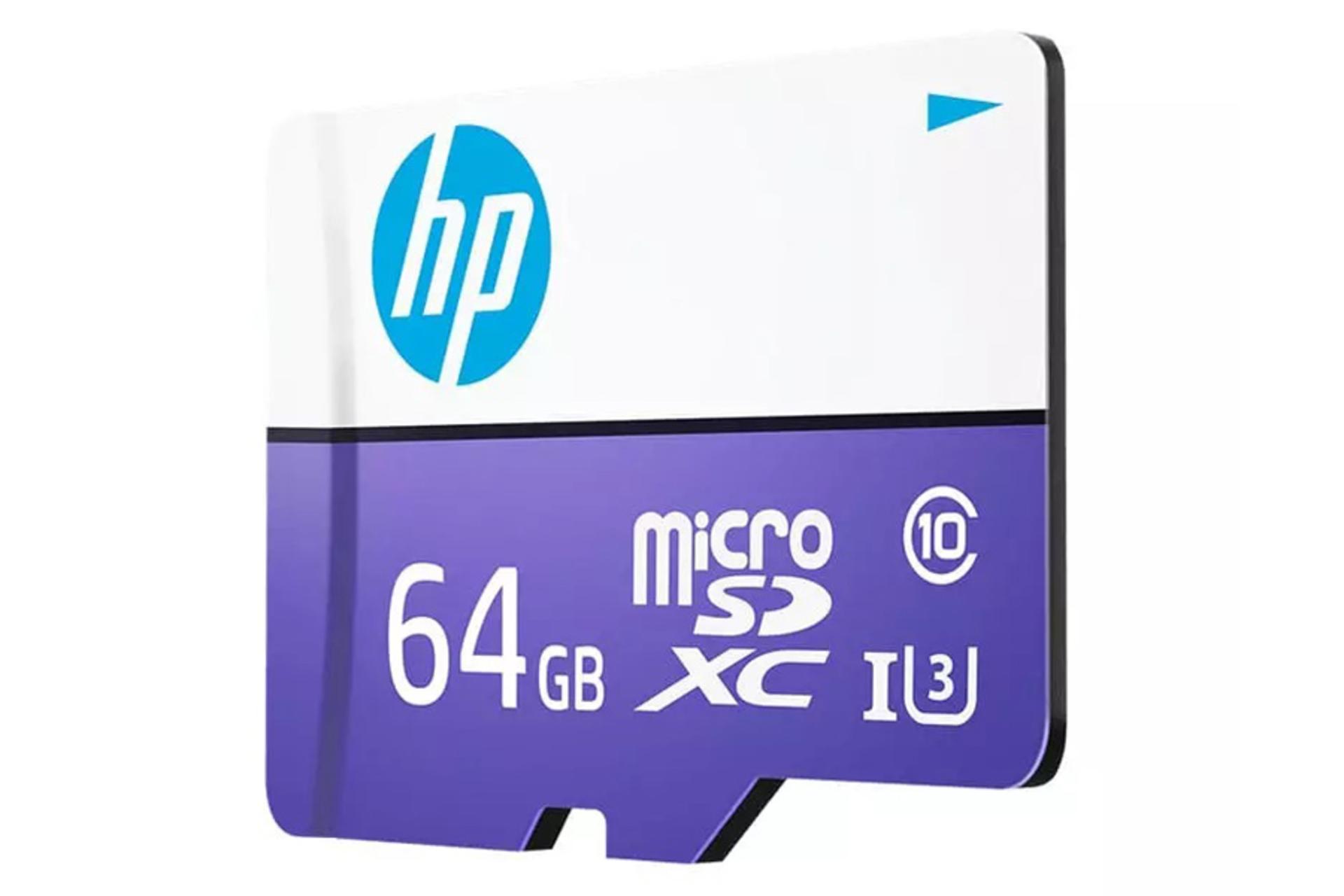 نمای جانبی کارت حافظه اچ پی microSDXC با ظرفیت 64 گیگابایت مدل MX330 کلاس 10