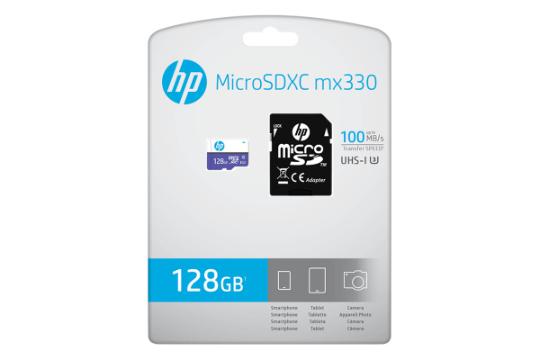 جعبه کارت حافظه اچ پی microSDXC با ظرفیت 128 گیگابایت مدل MX330 کلاس 10