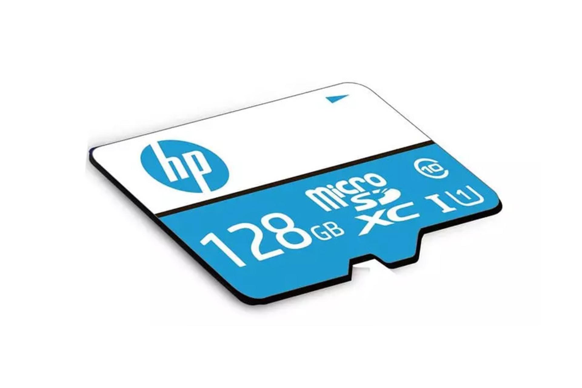 نمای جانبی کارت حافظه اچ پی microSDXC با ظرفیت 128 گیگابایت مدل Mi310 کلاس 10