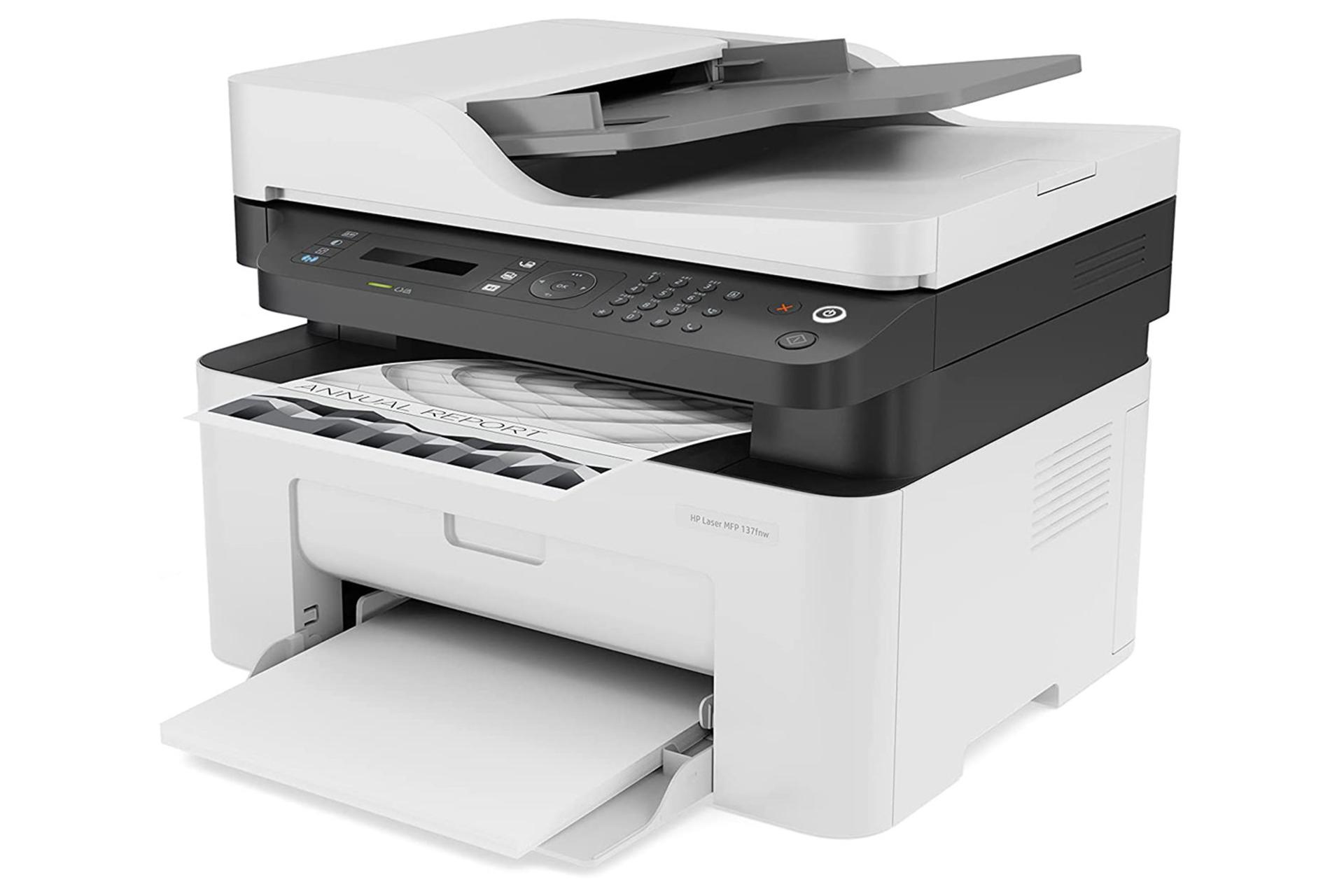 مرجع متخصصين ايران پرينتر اچ پي HP Laser MFP 137fnw در حال پرينت