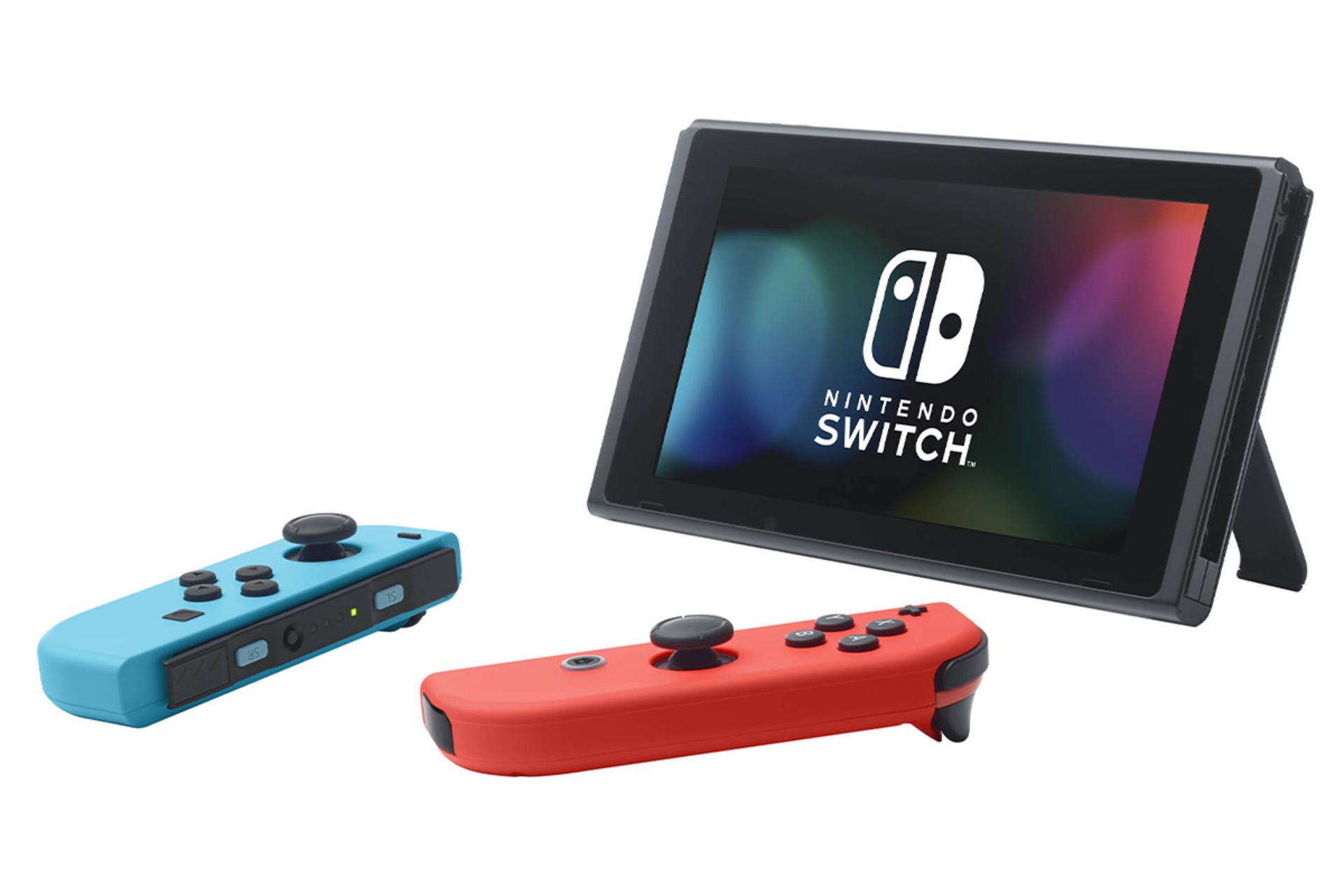 کنسول نینتندو سوییچ - نمای جلو با دسته ها یا جویکان ‌ها در حالت جدا شده / Nintendo Switch