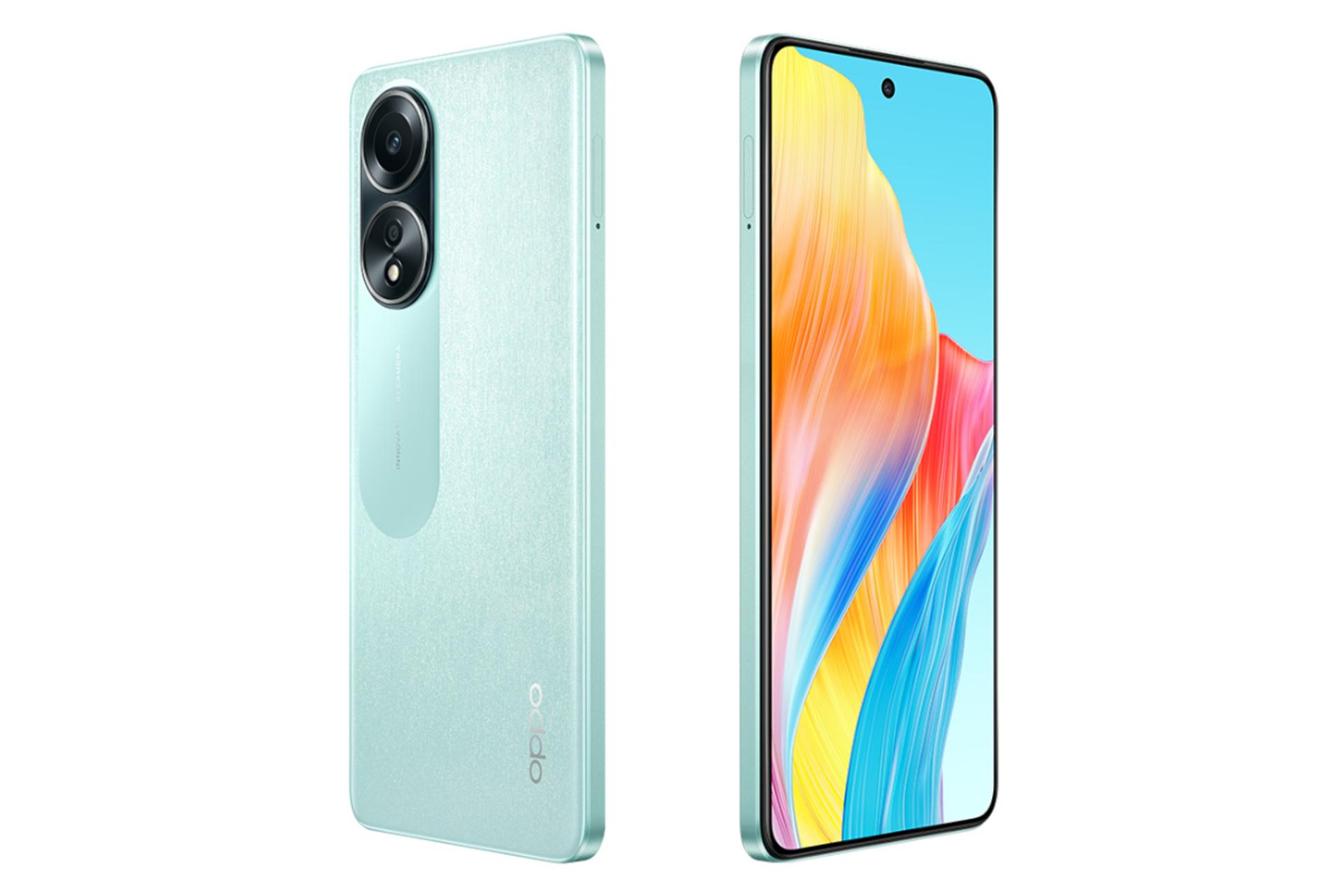 پنل جلو و پشت گوشی موبایل اوپو Oppo A58 4G سبز روشن