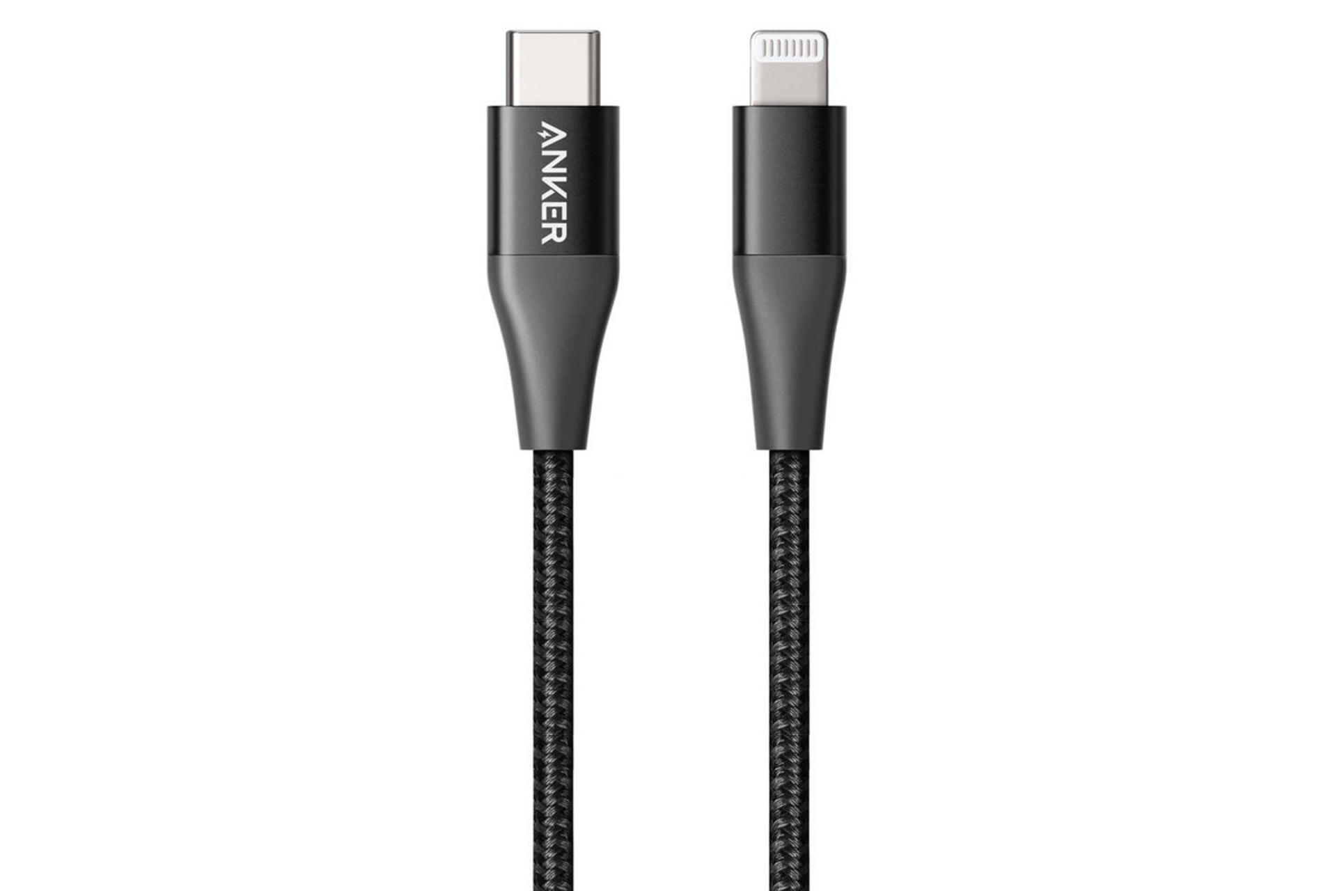 کابل شارژ USB انکر Type-C به Lightning مدل A8653 Powerline+ II با طول 1.8متر مشکی