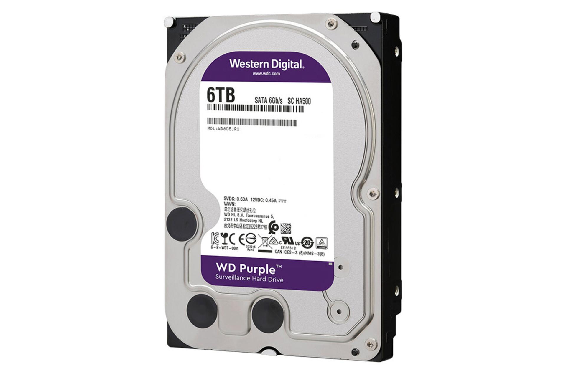 نمای پشت هارد دیسک وسترن دیجیتال Purple WD60EJRX ظرفیت 6 ترابایت