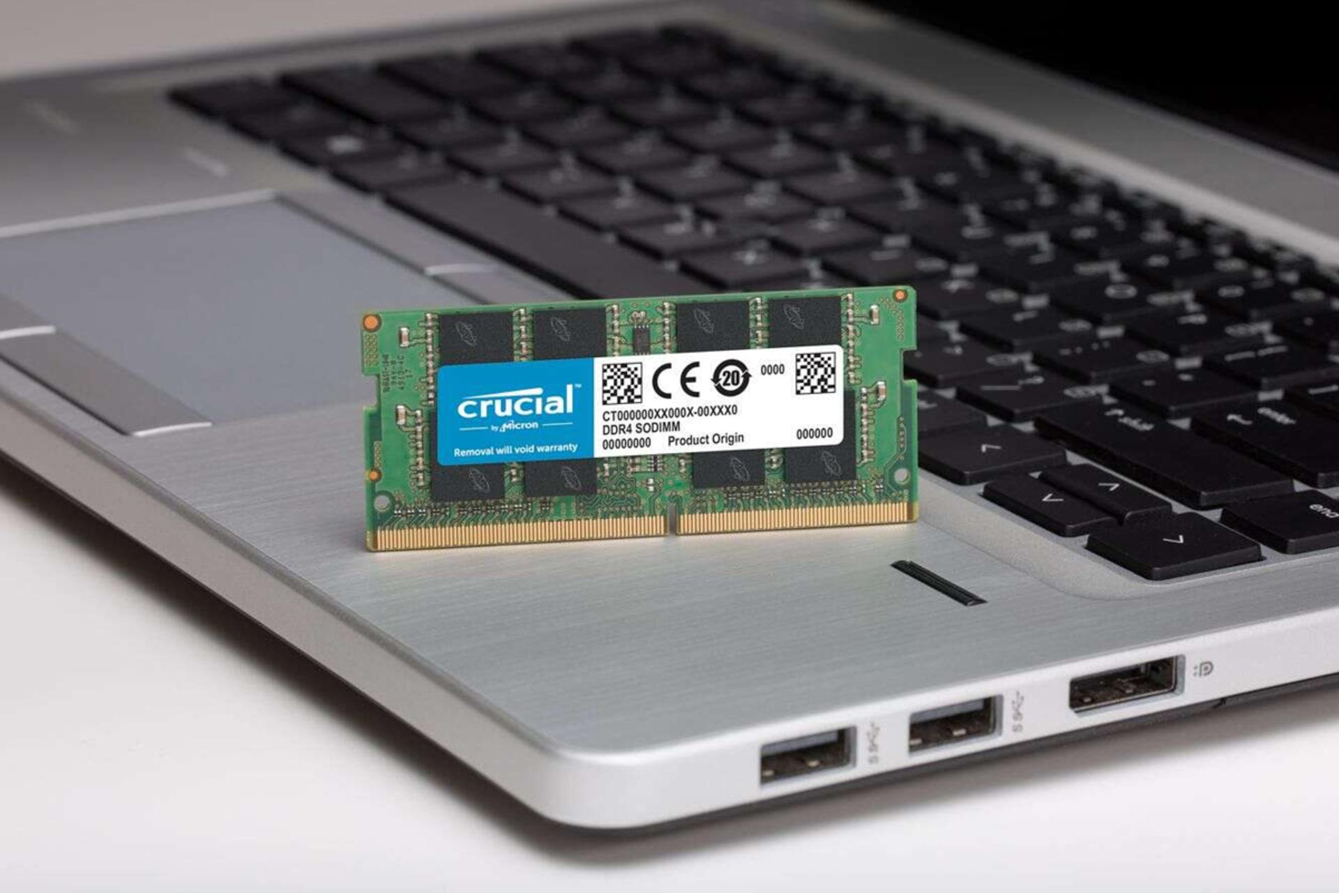 نمای نزدیک رم کروشیال CT8G4SFS824A ظرفیت 8 گیگابایت از نوع DDR4-2400