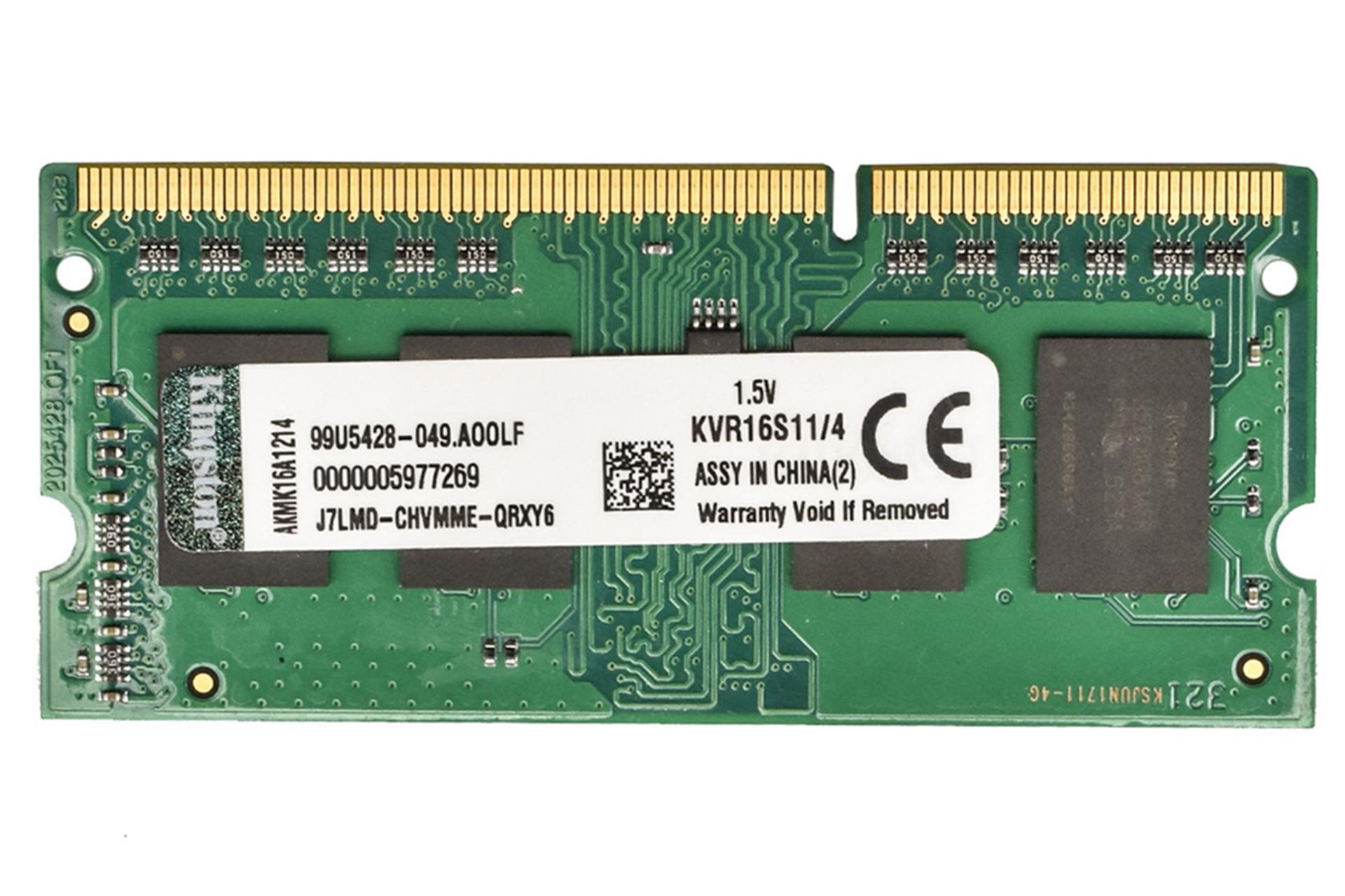 کینگستون KVR16S11/4 ValueRAM ظرفیت 4 گیگابایت از نوع DDR3-1600
