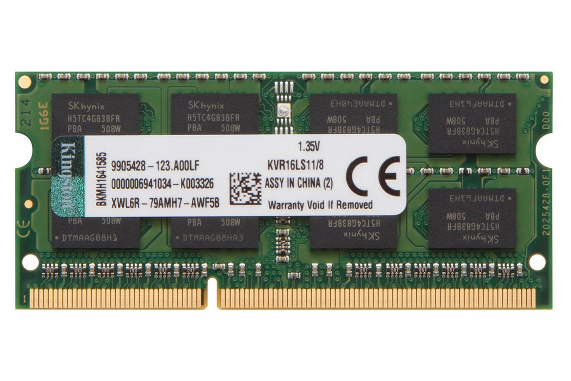 مرجع متخصصين ايران كينگستون KVR16LS11/8 ValueRAM  ظرفيت 8 گيگابايت از نوع DDR3L-1600
